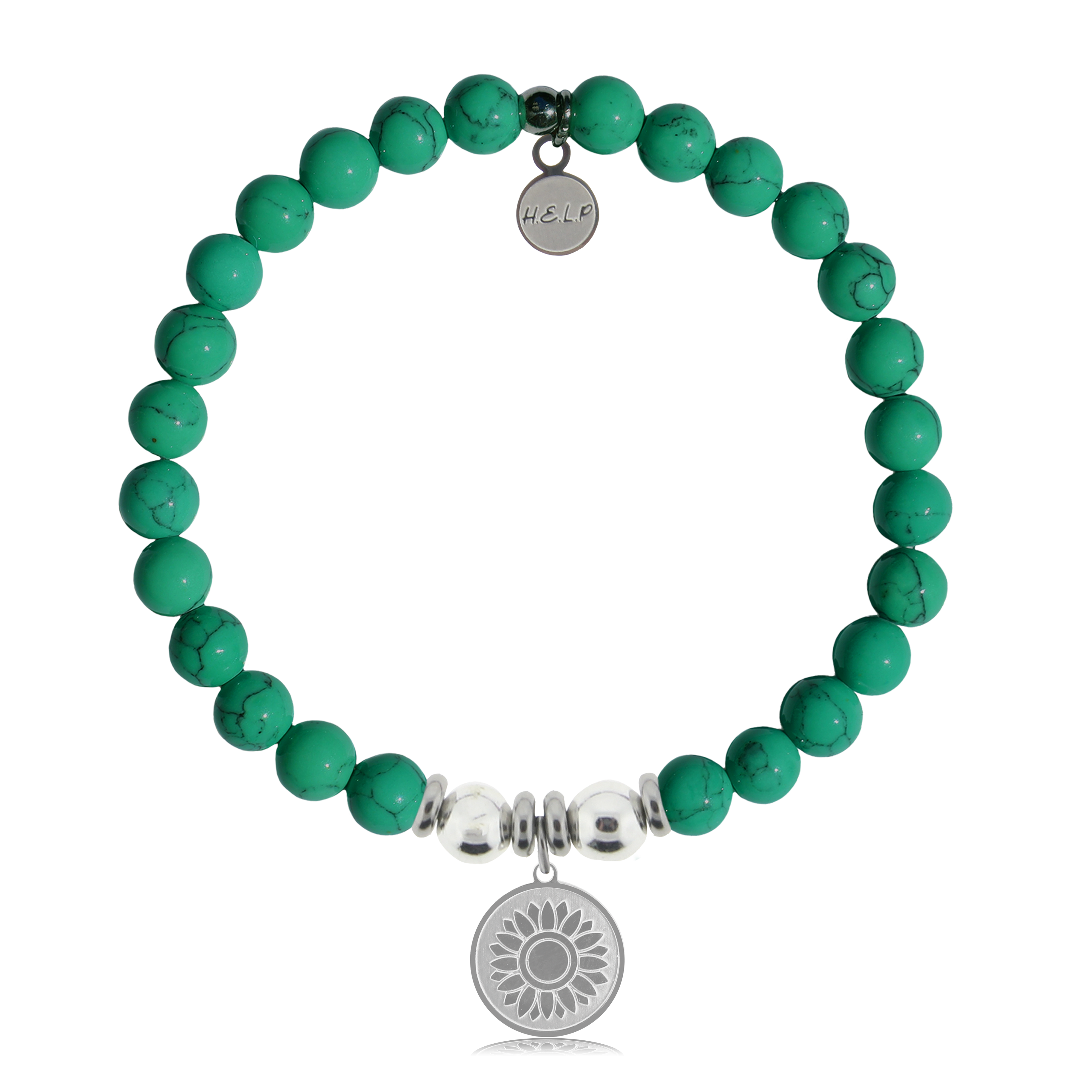 HELP by TJ Sunflower Charm with Green Howlite Charity Bracelet