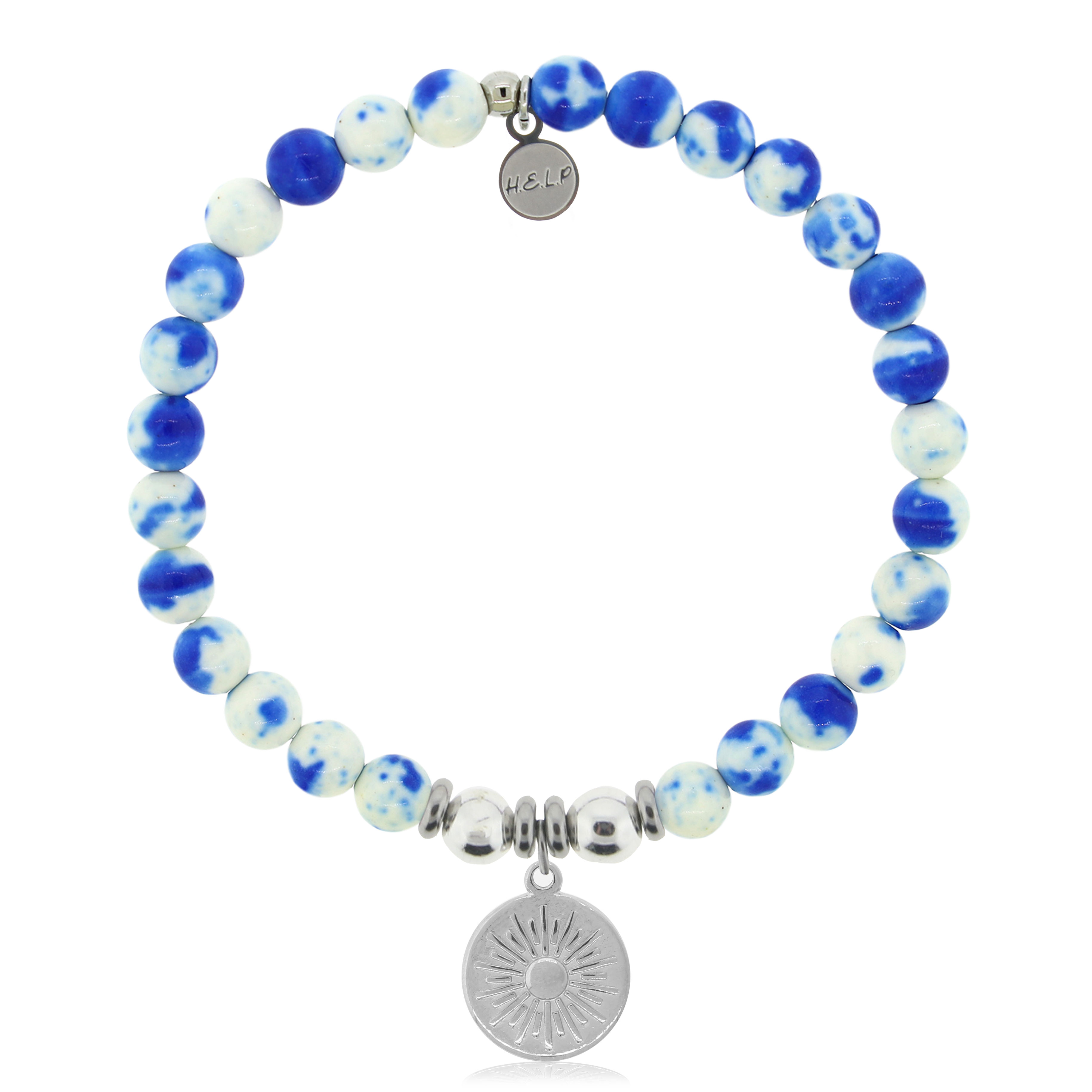 HELP by TJ Sunny Days Charm with Blue and White Jade Charity Bracelet