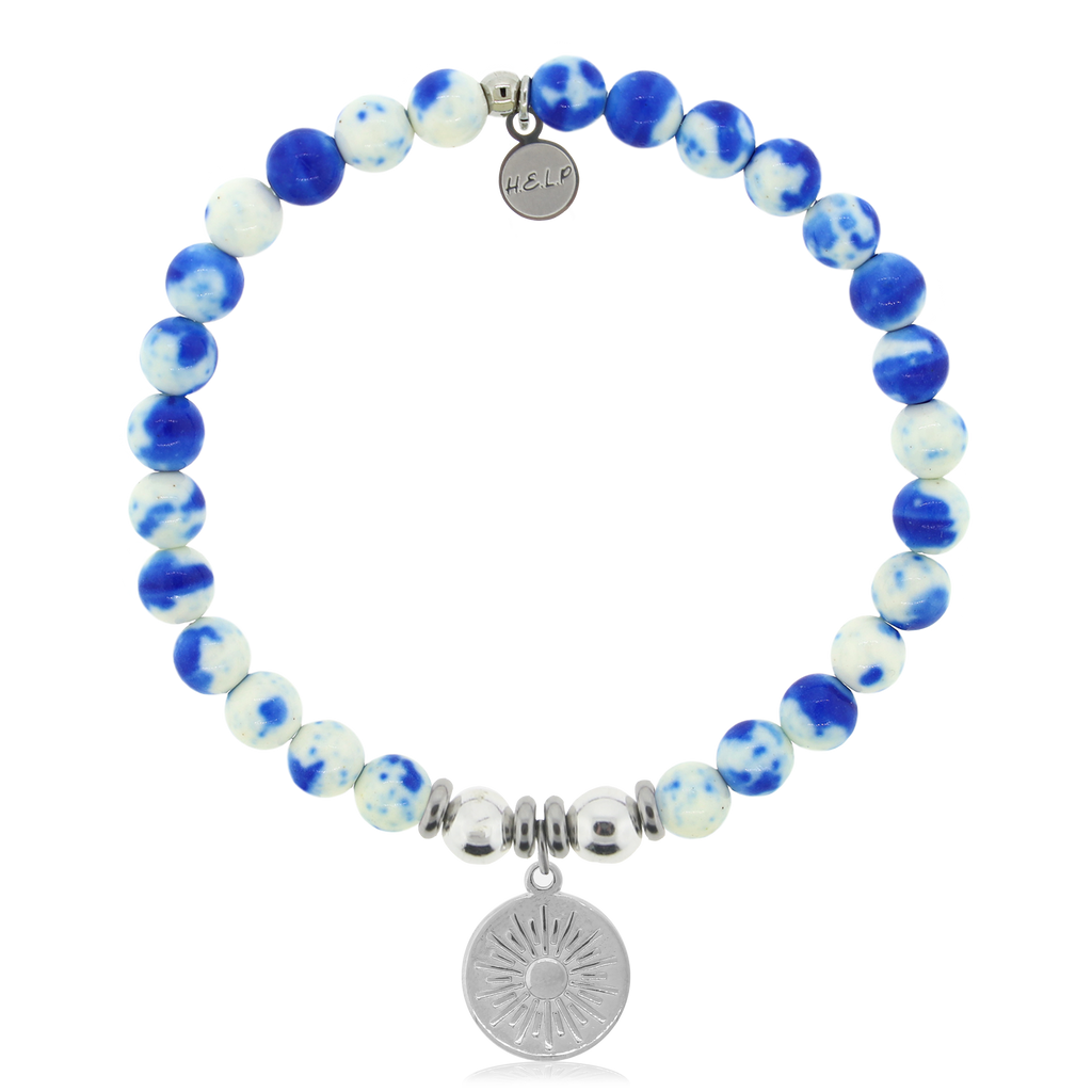 HELP by TJ Sunny Days Charm with Blue and White Jade Charity Bracelet
