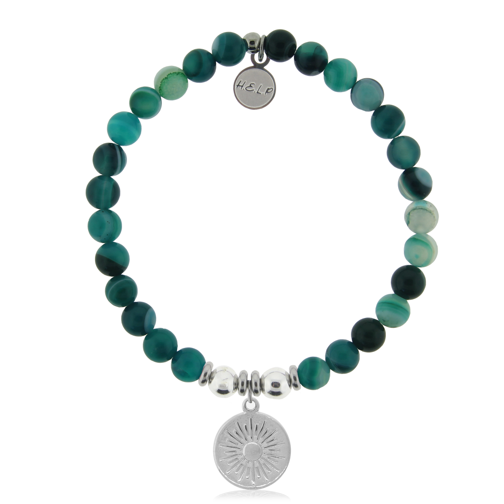HELP by TJ Sunny Days Charm with Green Stripe Agate Charity Bracelet