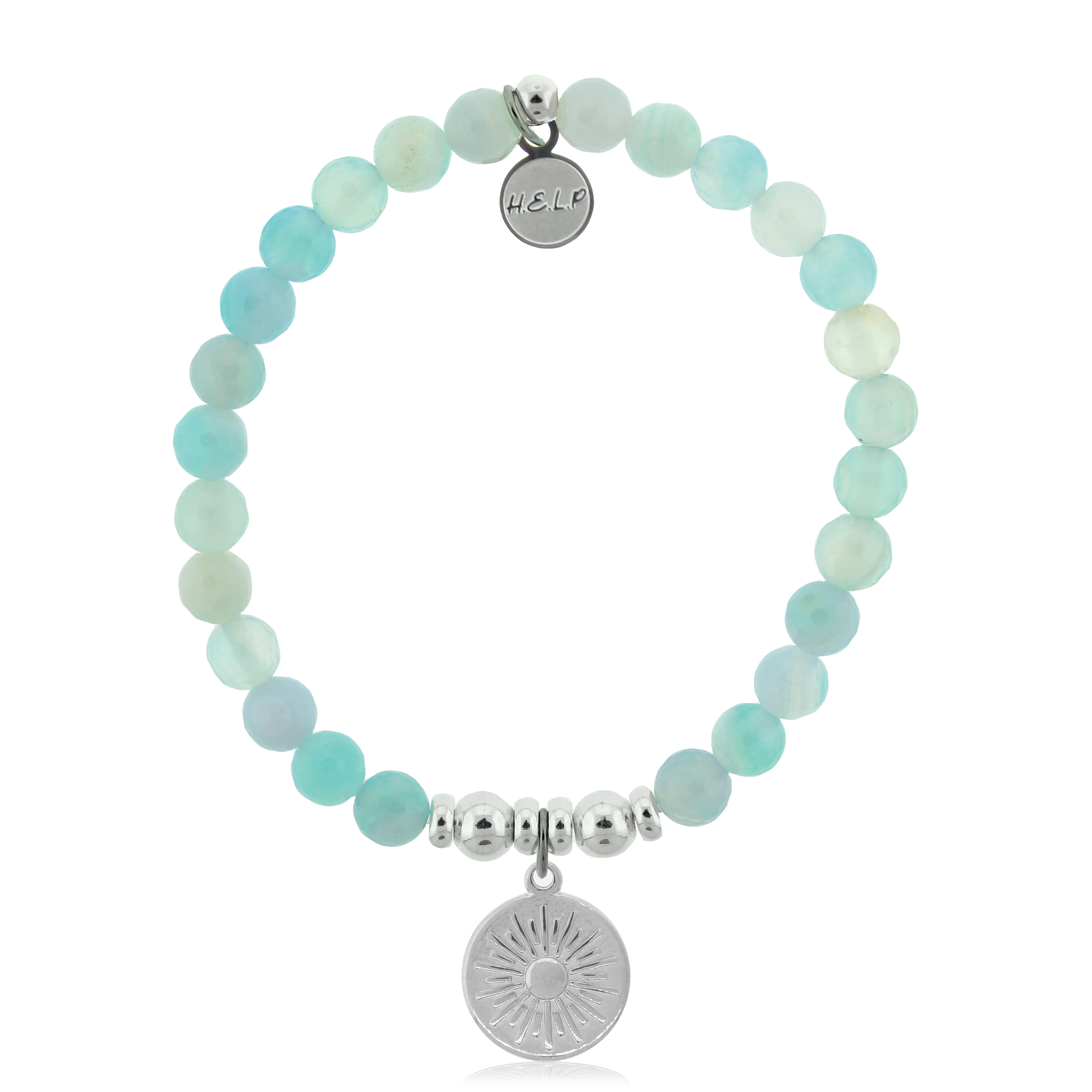 HELP by TJ Sunny Days Charm with Light Blue Agate Charity Bracelet