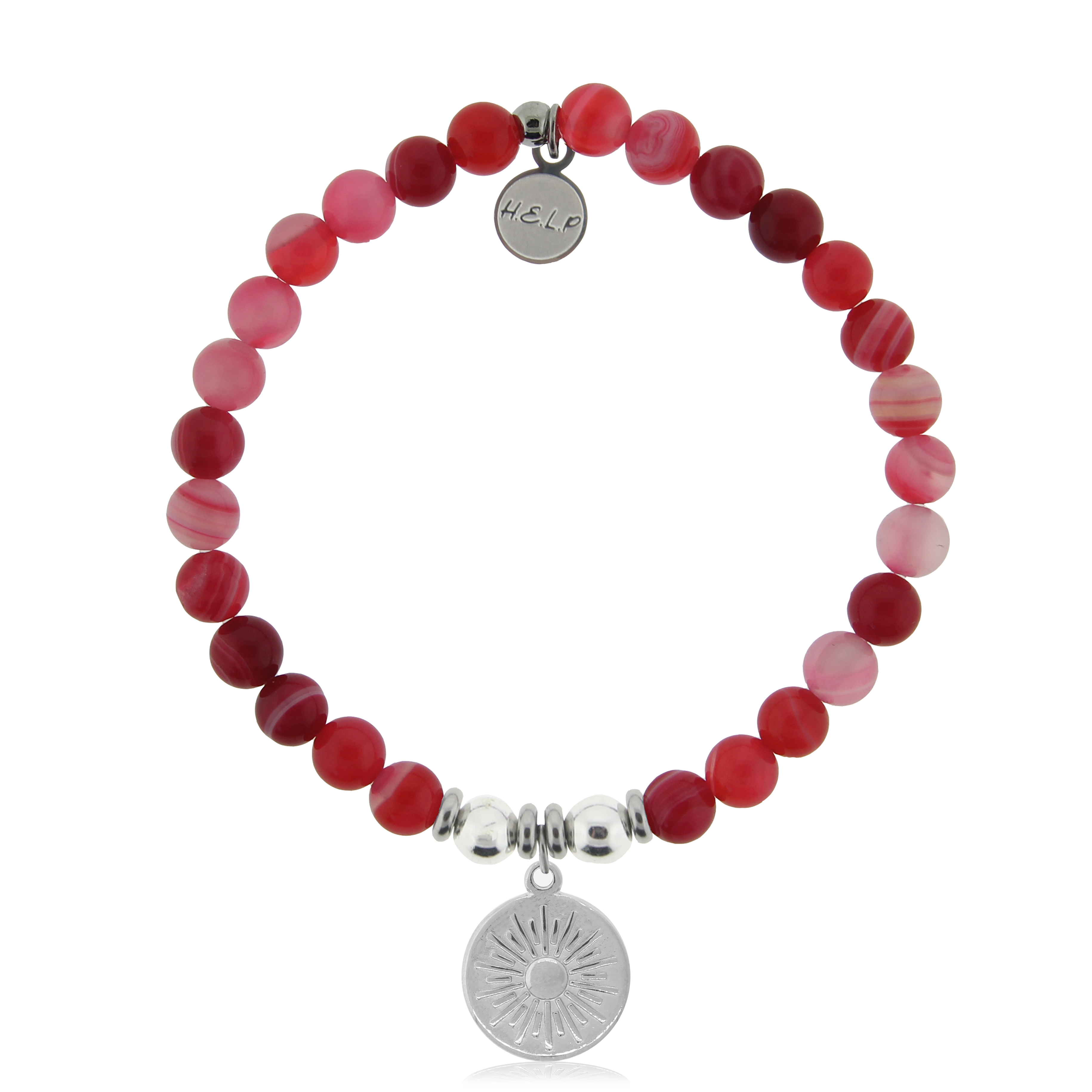 HELP by TJ Sunny Days Charm with Red Stripe Agate Charity Bracelet