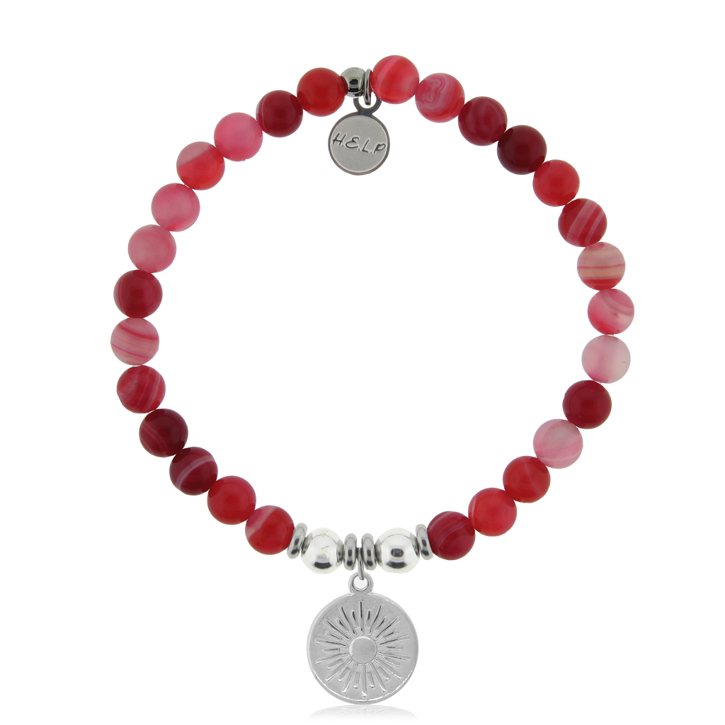 HELP by TJ Sunny Days Charm with Red Stripe Agate Charity Bracelet