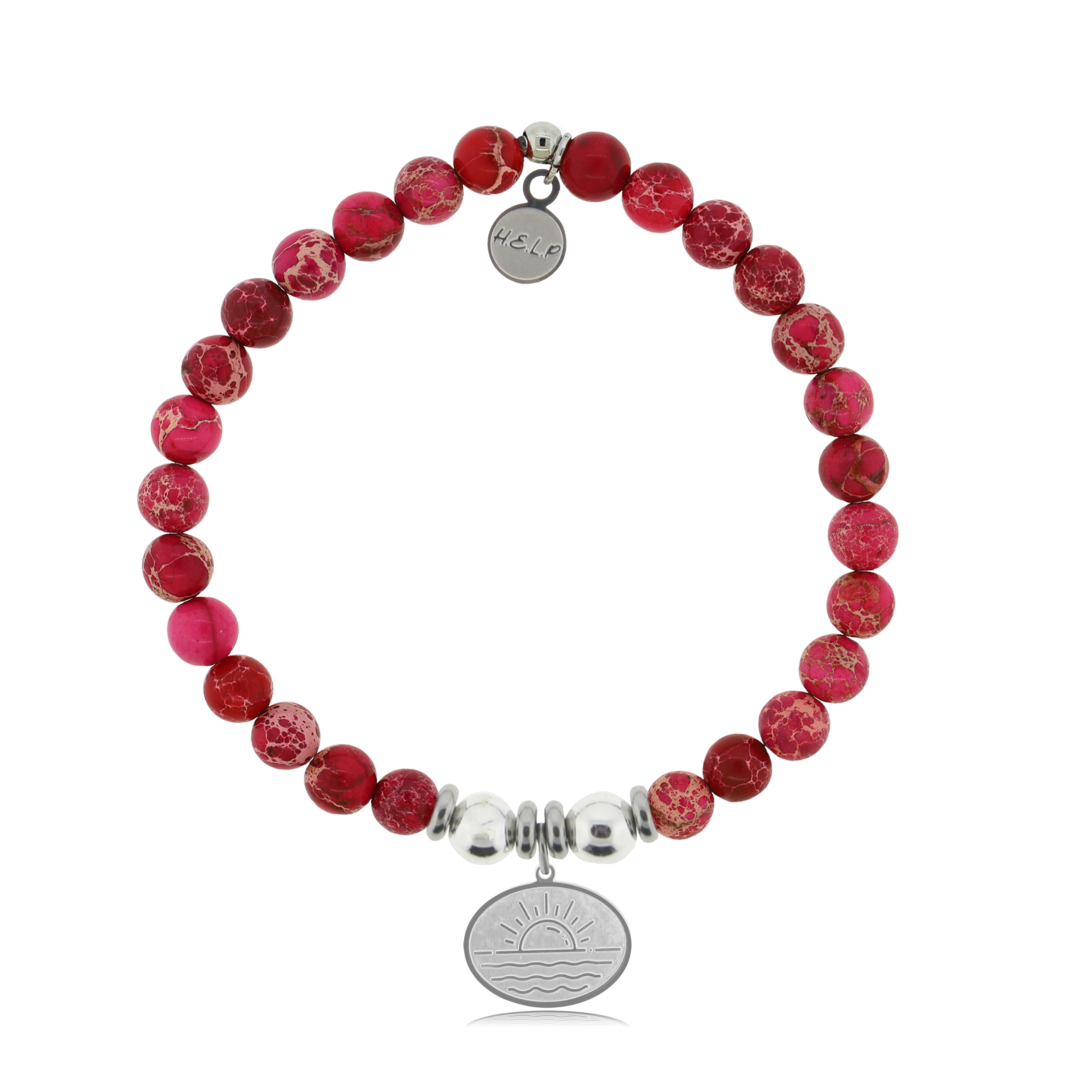 HELP by TJ Sunrise Charm with Cranberry Jasper Charity Bracelet