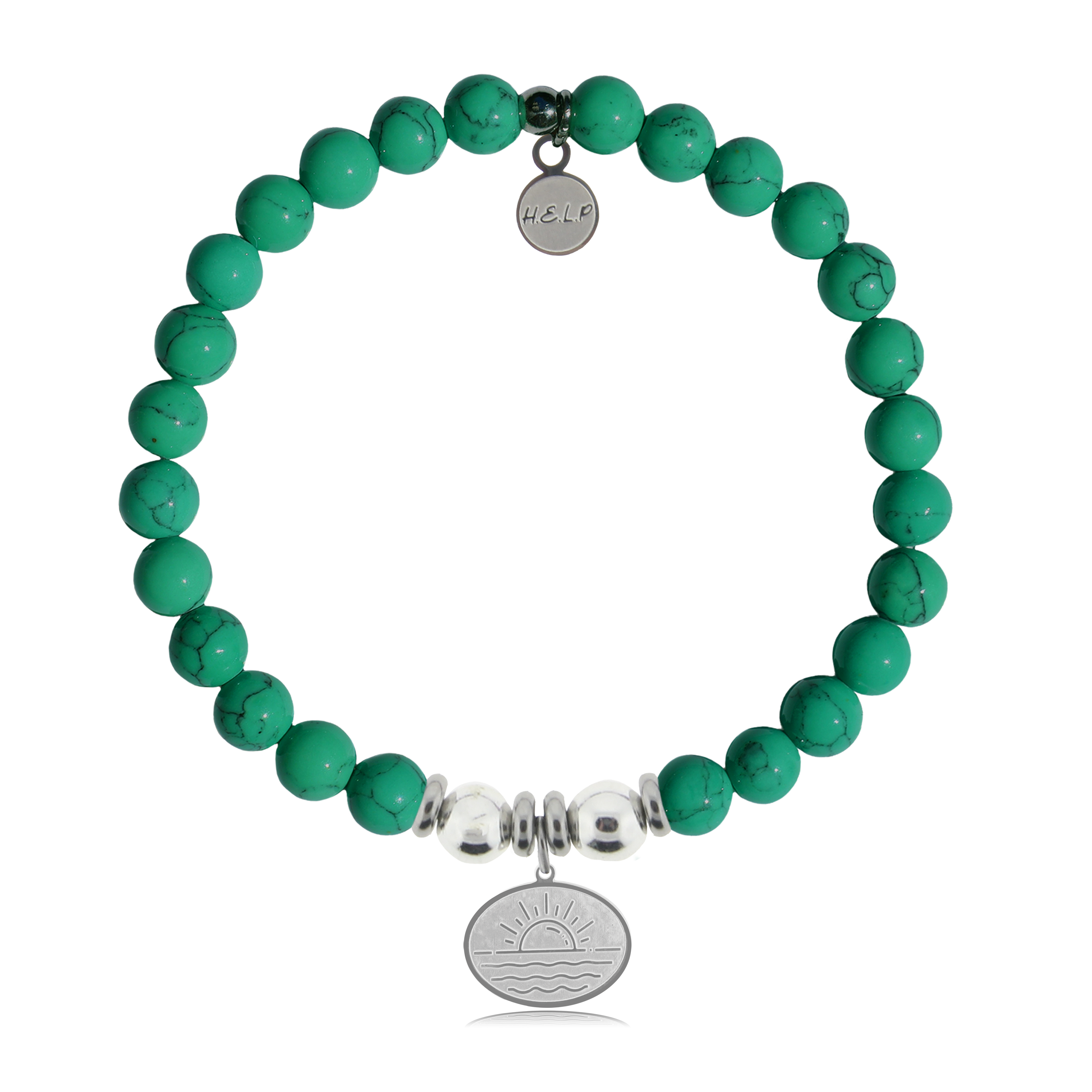 HELP by TJ Sunrise Charm with Green Howlite Charity Bracelet