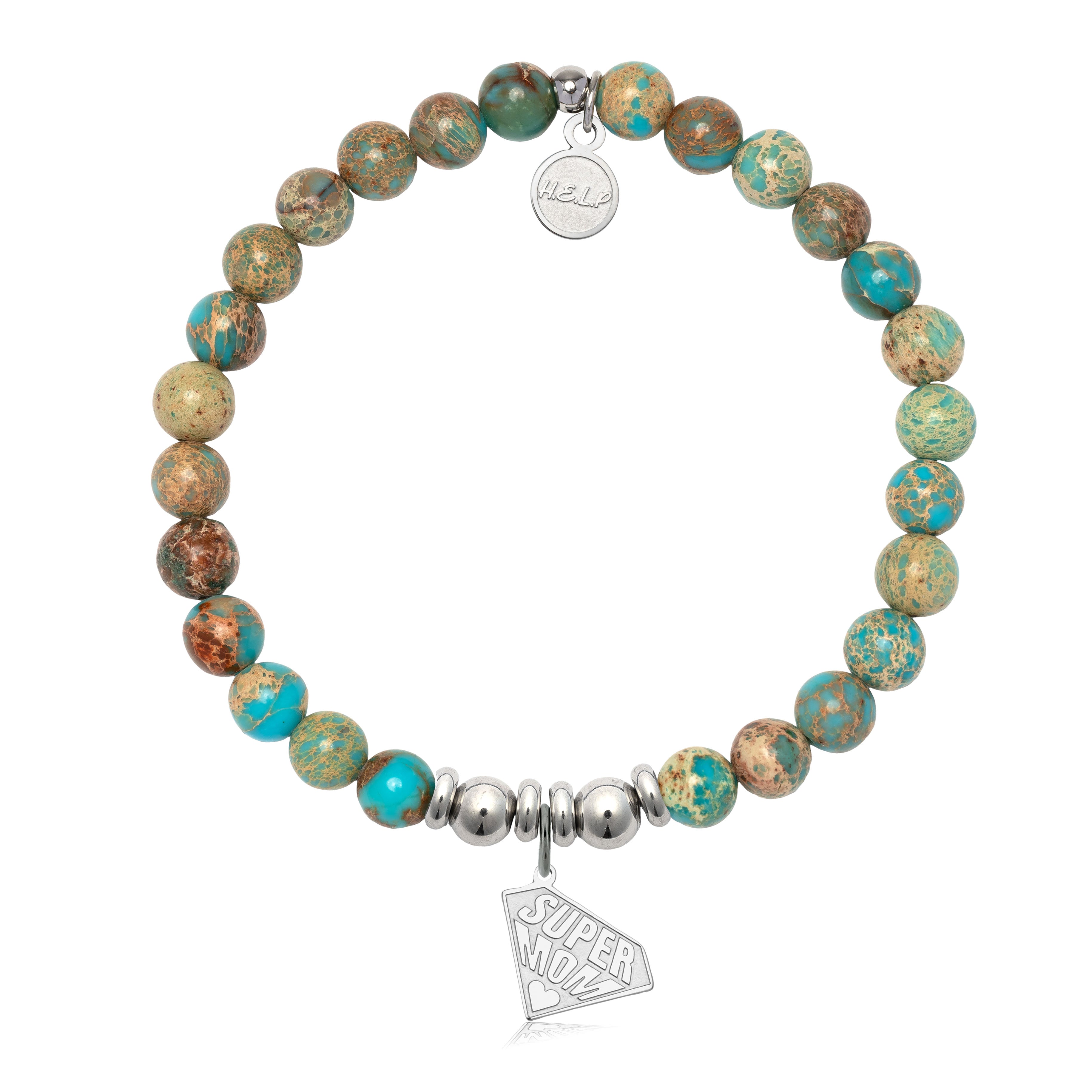 HELP by TJ Super Mom Charm with Turquoise Jasper Charity Bracelet