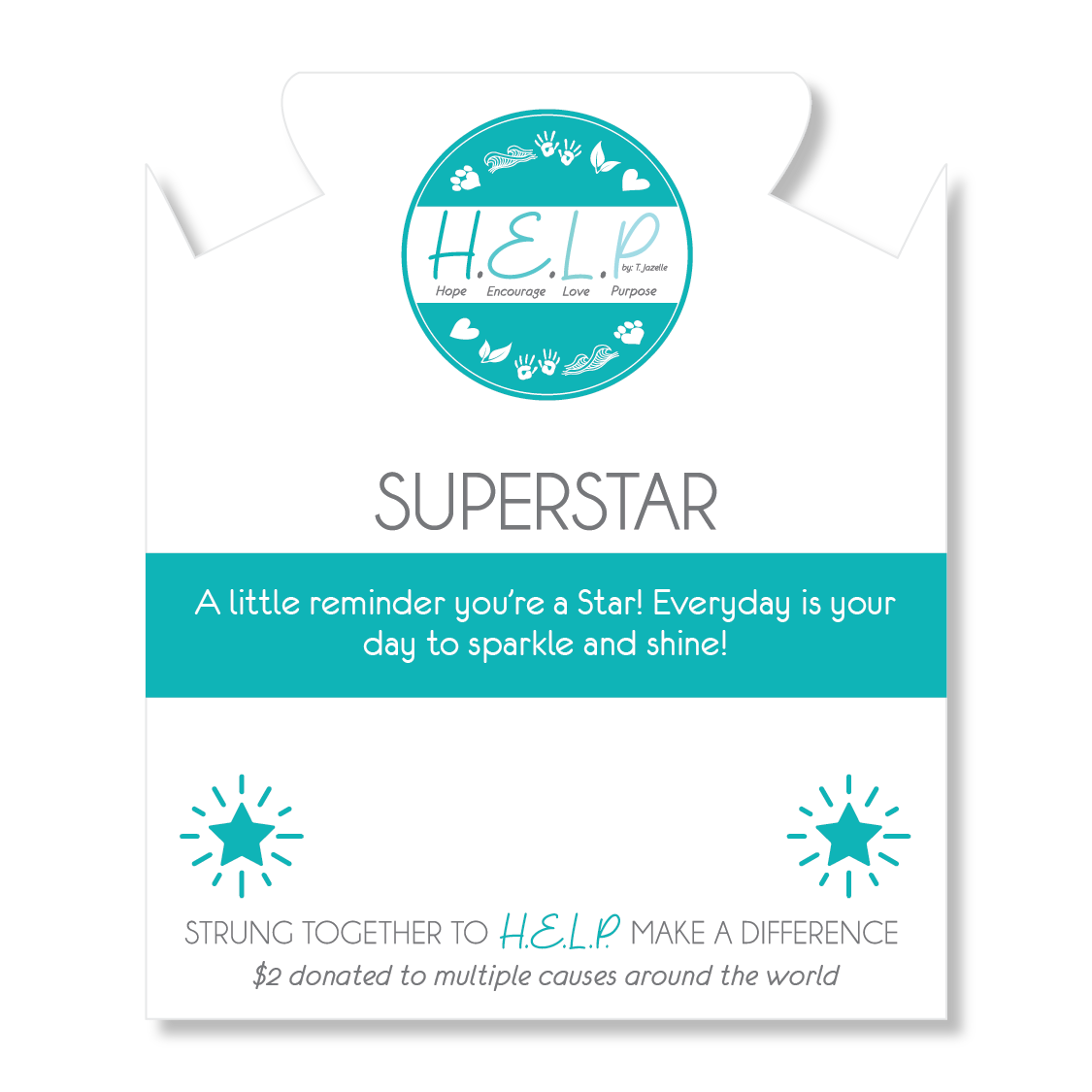 HELP by TJ Superstar Charm with Aqua Cats Eye Charity Bracelet