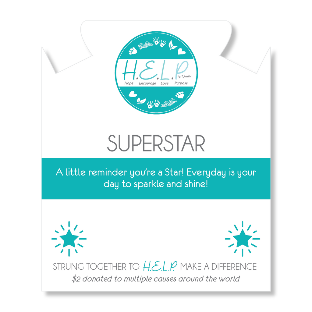 HELP by TJ Superstar Charm with Blue Glass Shimmer Charity Bracelet