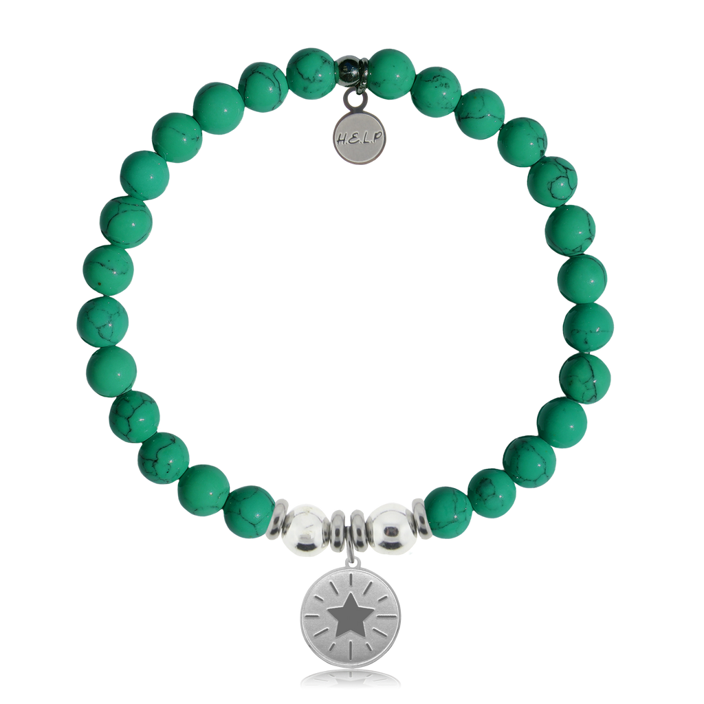 HELP by TJ Superstar Charm with Green Howlite Charity Bracelet