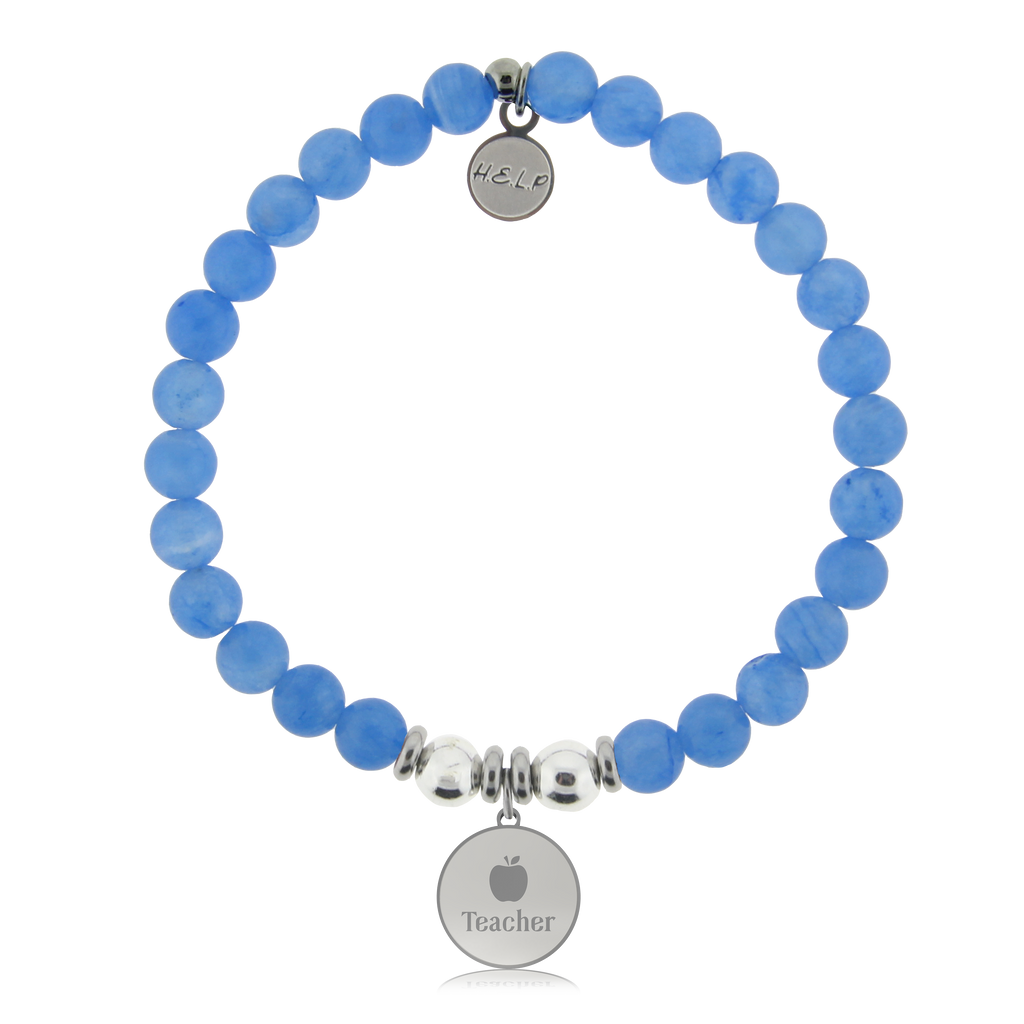 HELP by TJ Teacher Charm with Azure Blue Jade Charity Bracelet