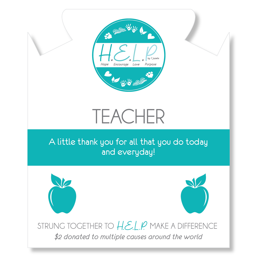 HELP by TJ Teacher Charm with Azure Blue Jade Charity Bracelet