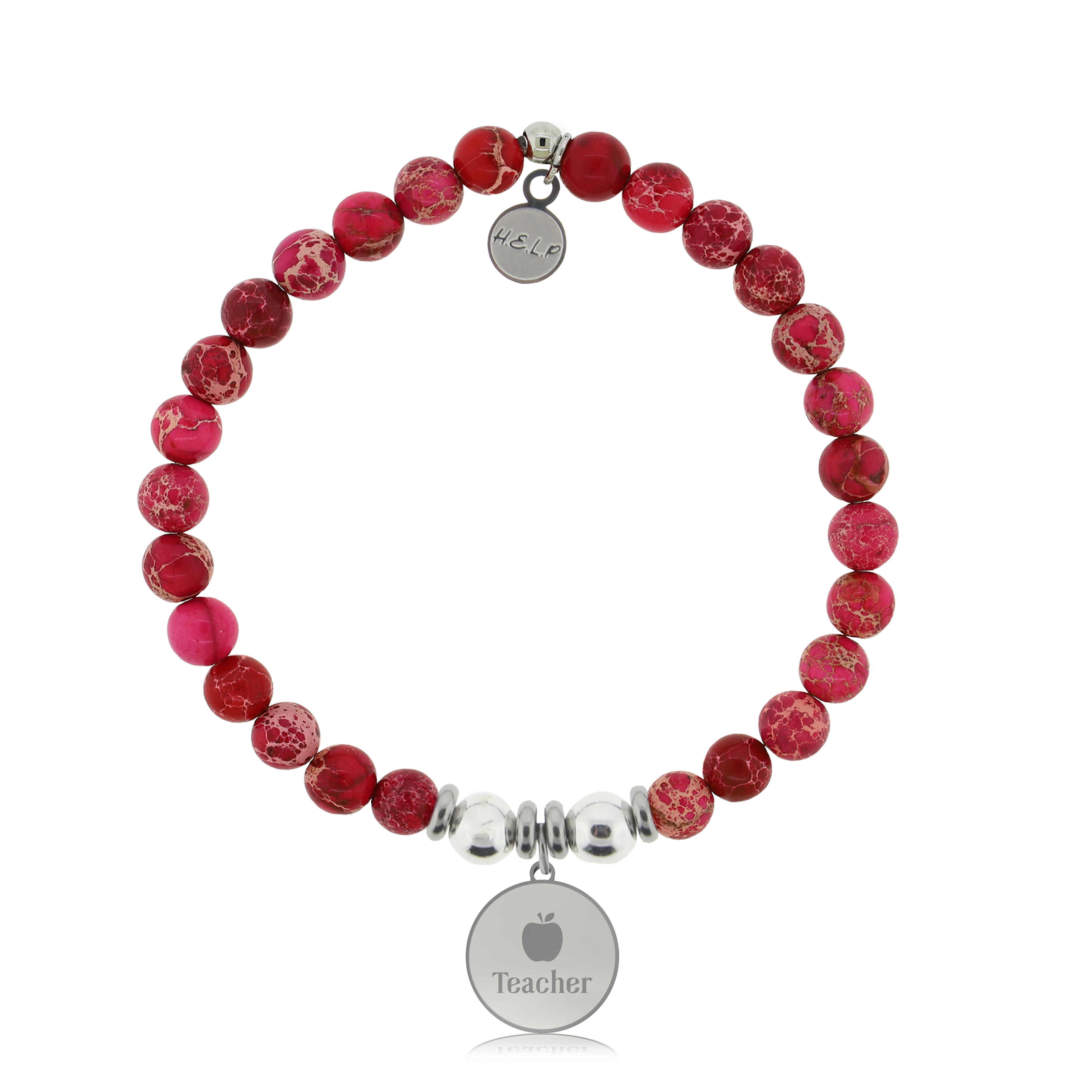 HELP by TJ Teacher Charm with Cranberry Jasper Charity Bracelet