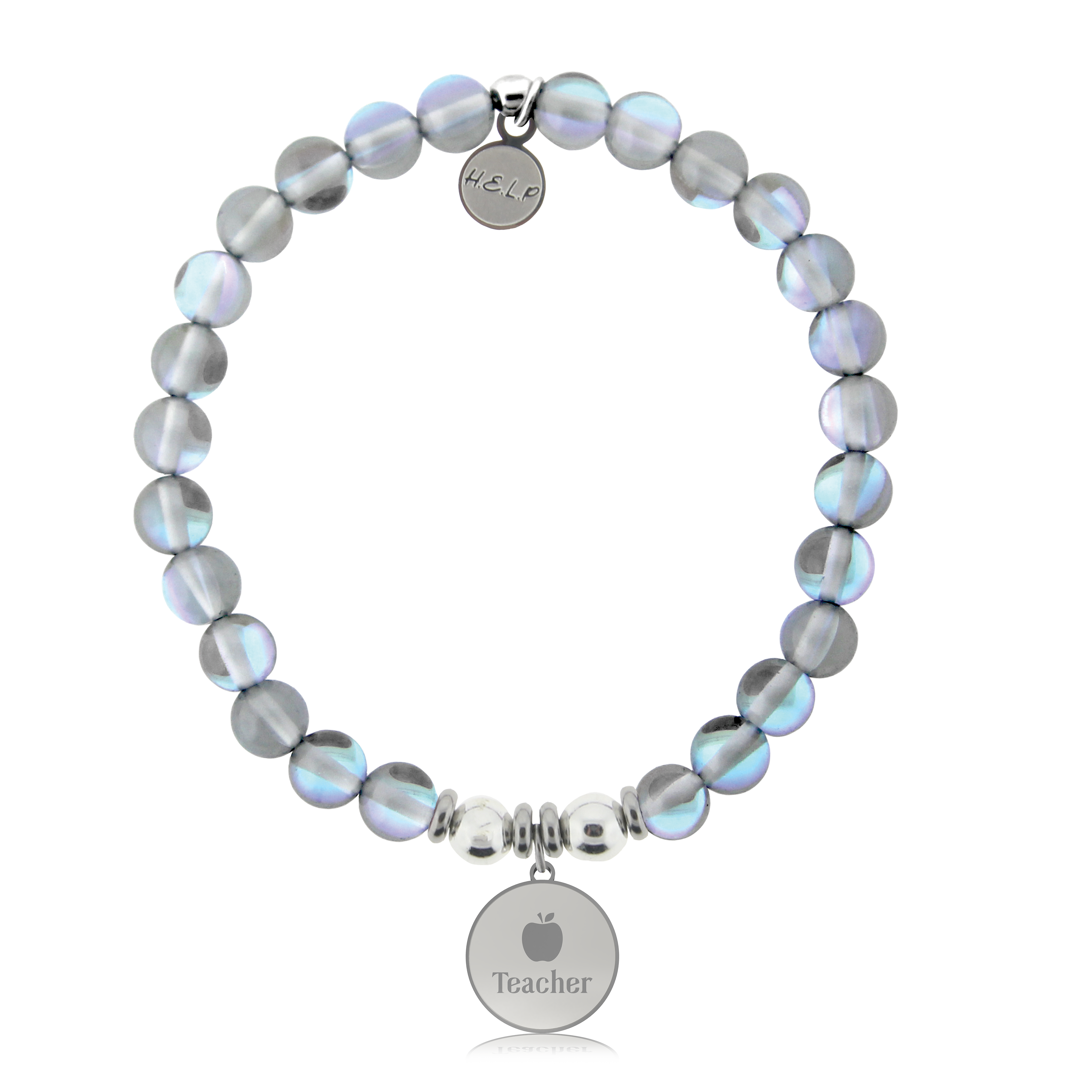 HELP by TJ Teacher Charm with Grey Opalescent Charity Bracelet