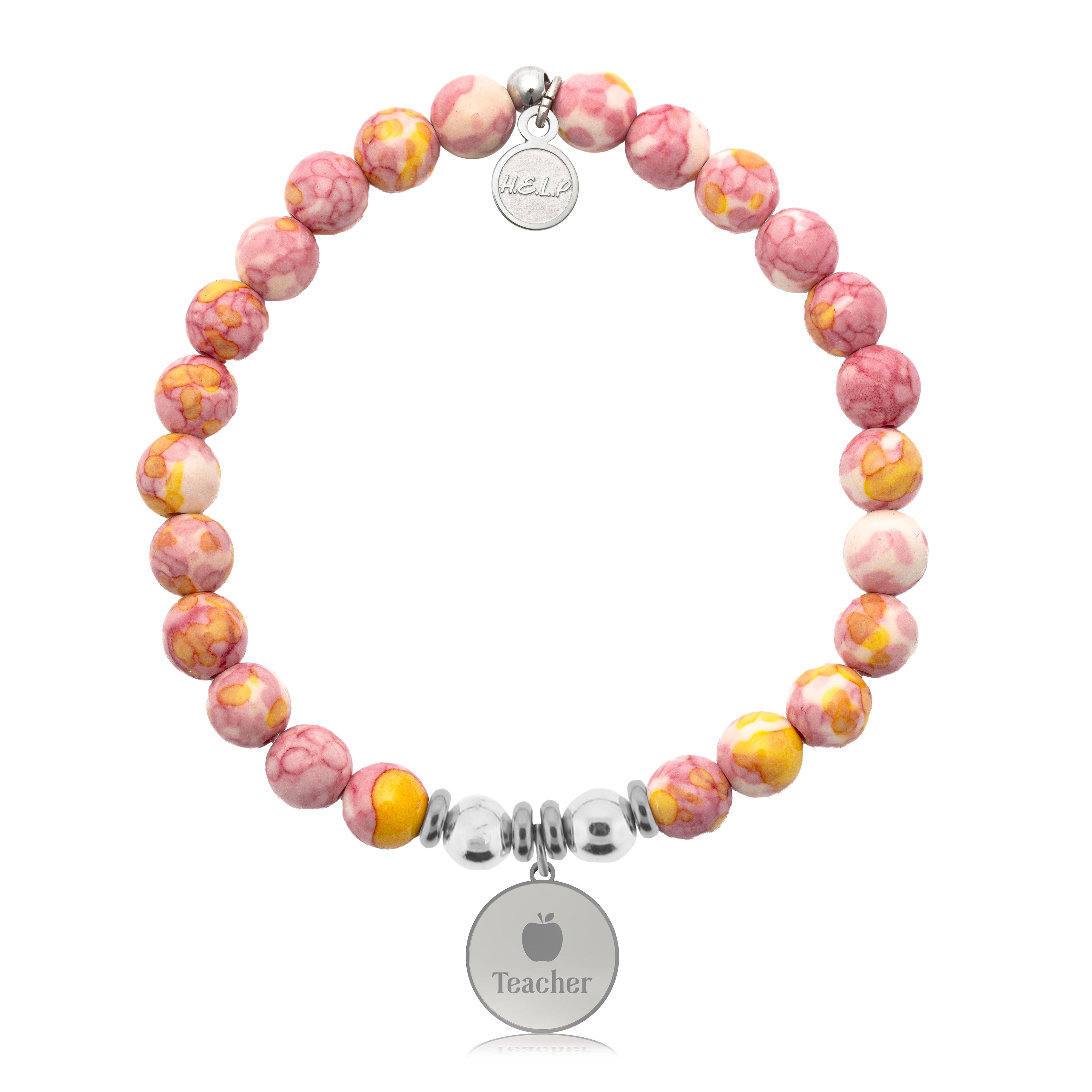 HELP by TJ Teacher Charm with Lemonade Jade Charity Bracelet