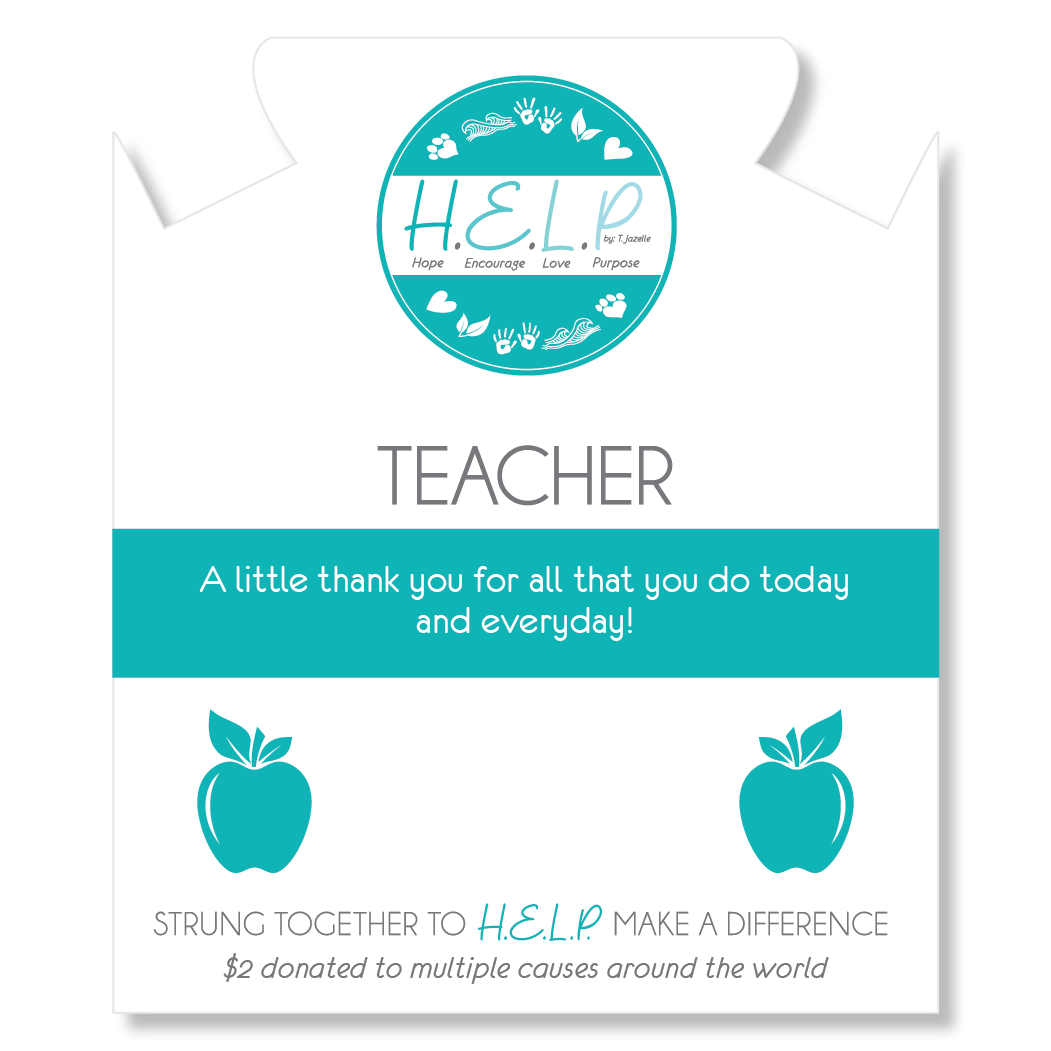 HELP by TJ Teacher Charm with Light Blue Agate Charity Bracelet