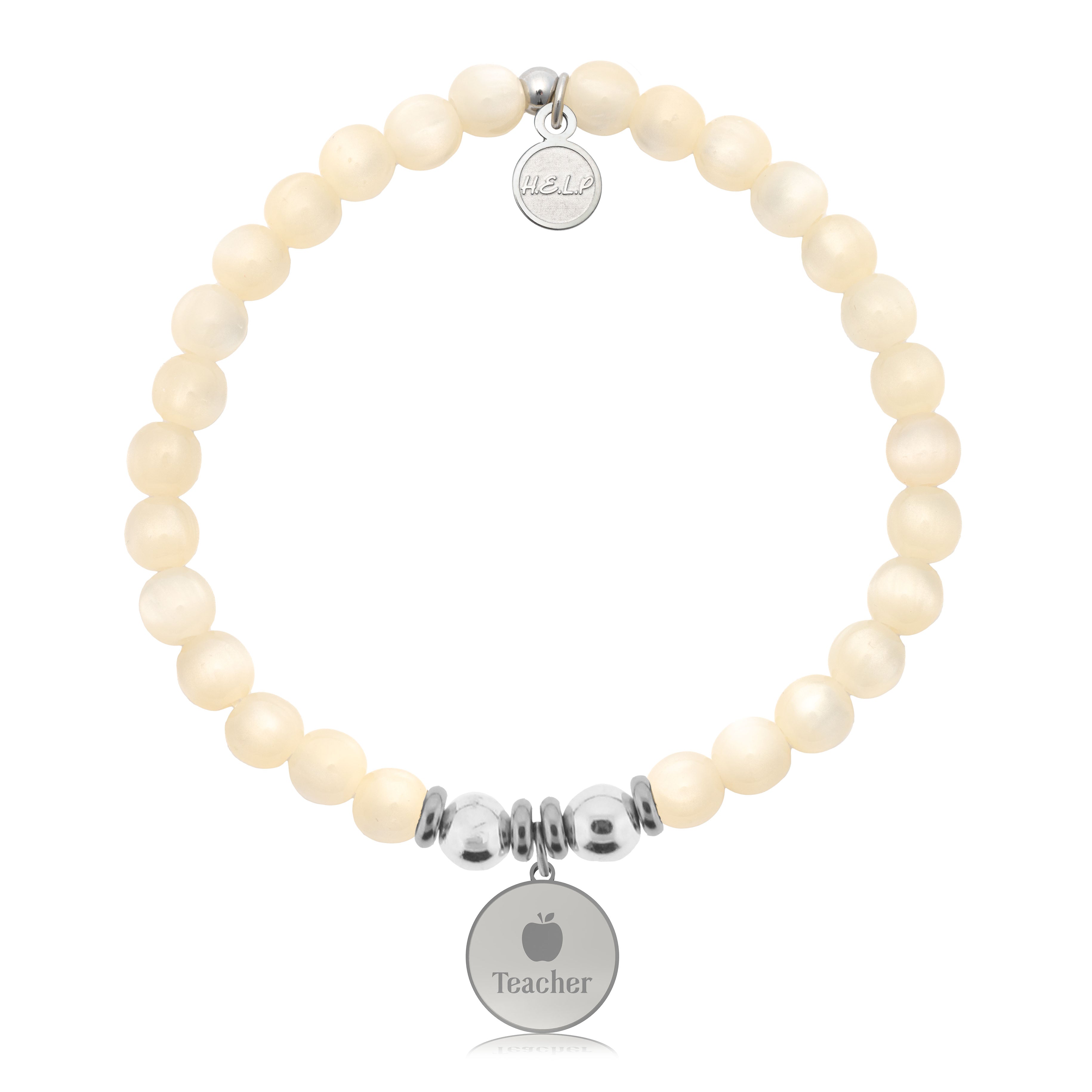 HELP by TJ Teacher Charm with Natural Selenite Charity Bracelet