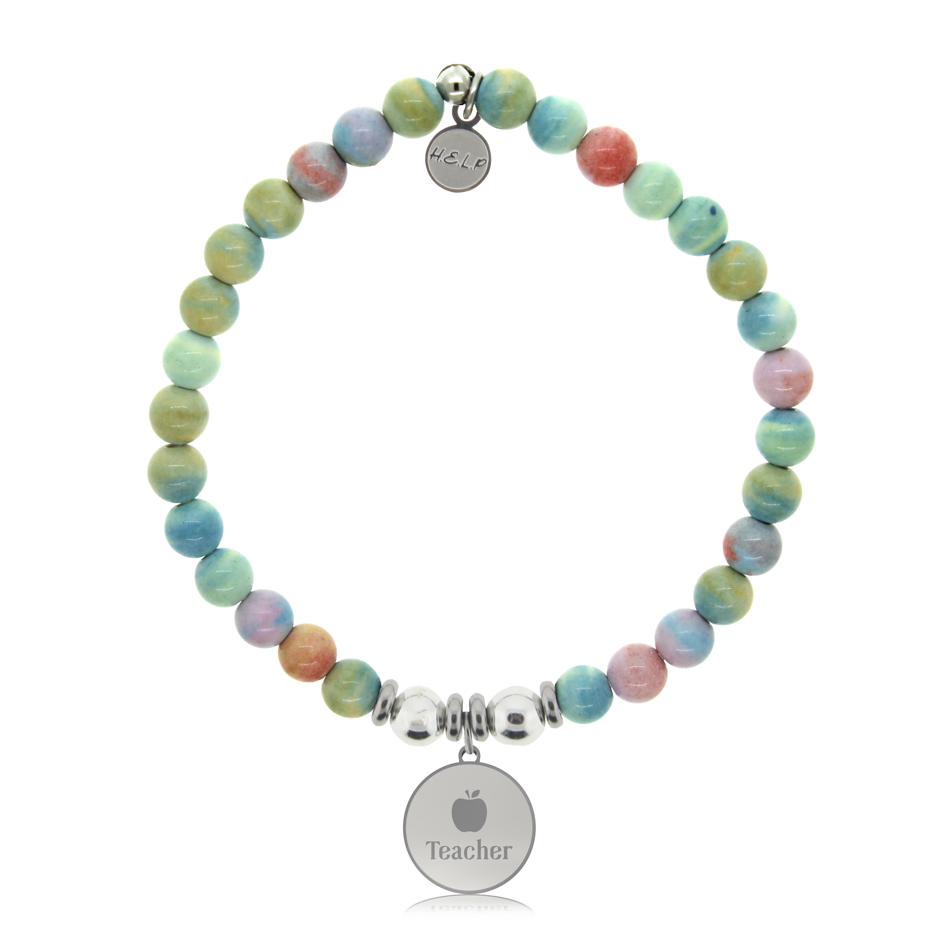 HELP by TJ Teacher Charm with Pastel Jade Charity Bracelet