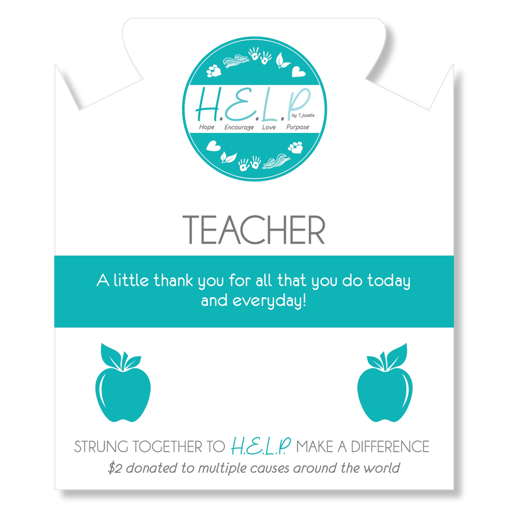 HELP by TJ Teacher Charm with Pink Glass Shimmer Charity Bracelet
