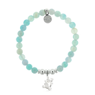 HELP by TJ Teddy Bear Charm with Light Blue Agate Charity Bracelet