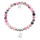HELP by TJ Teddy Bear Charm with Pink Zebra Jade Charity Bracelet