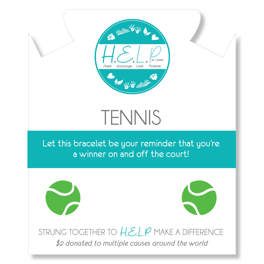 HELP by TJ Tennis Ball Charm with Aqua Cats Eye Charity Bracelet