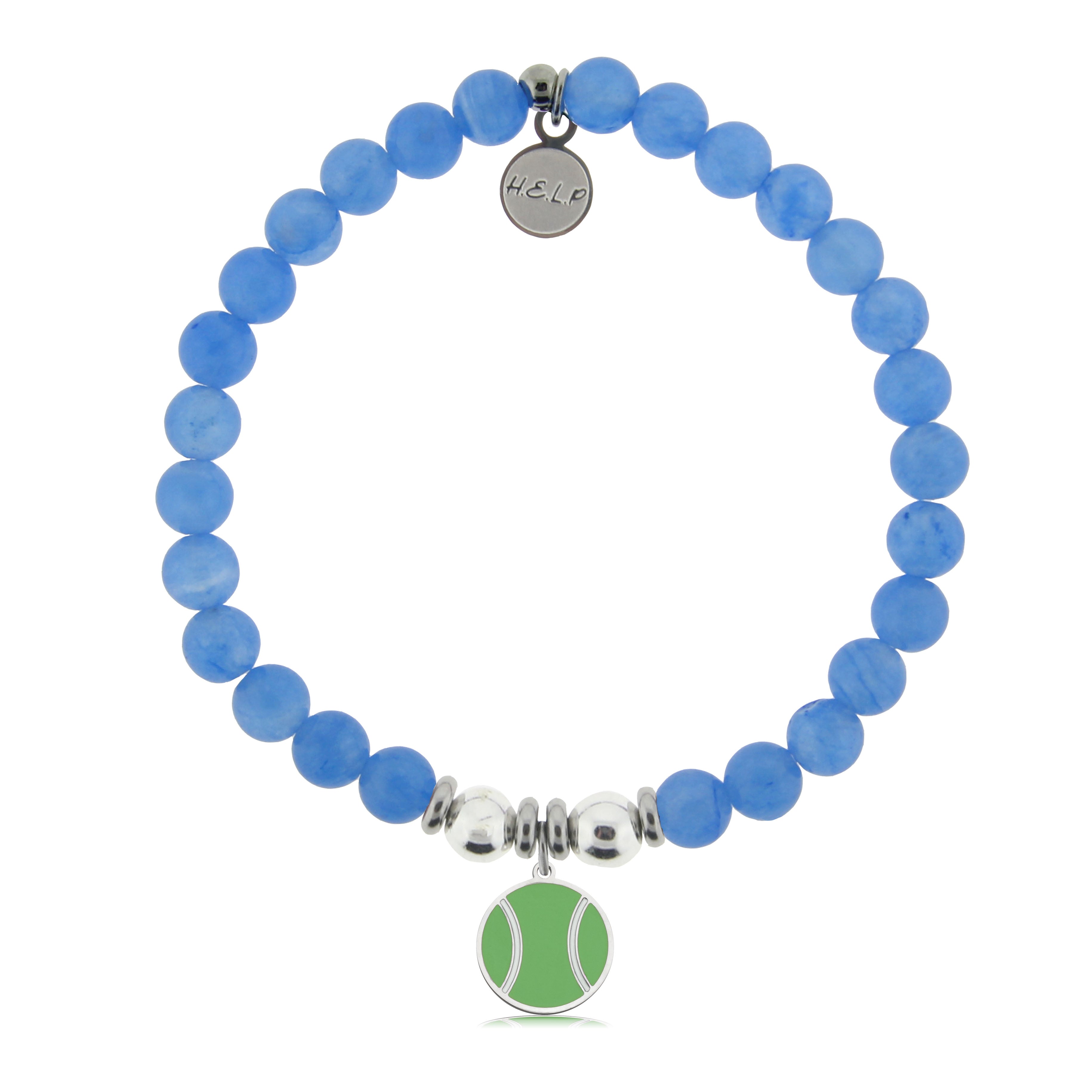 HELP by TJ Tennis Ball Charm with Azure Blue Jade Charity Bracelet