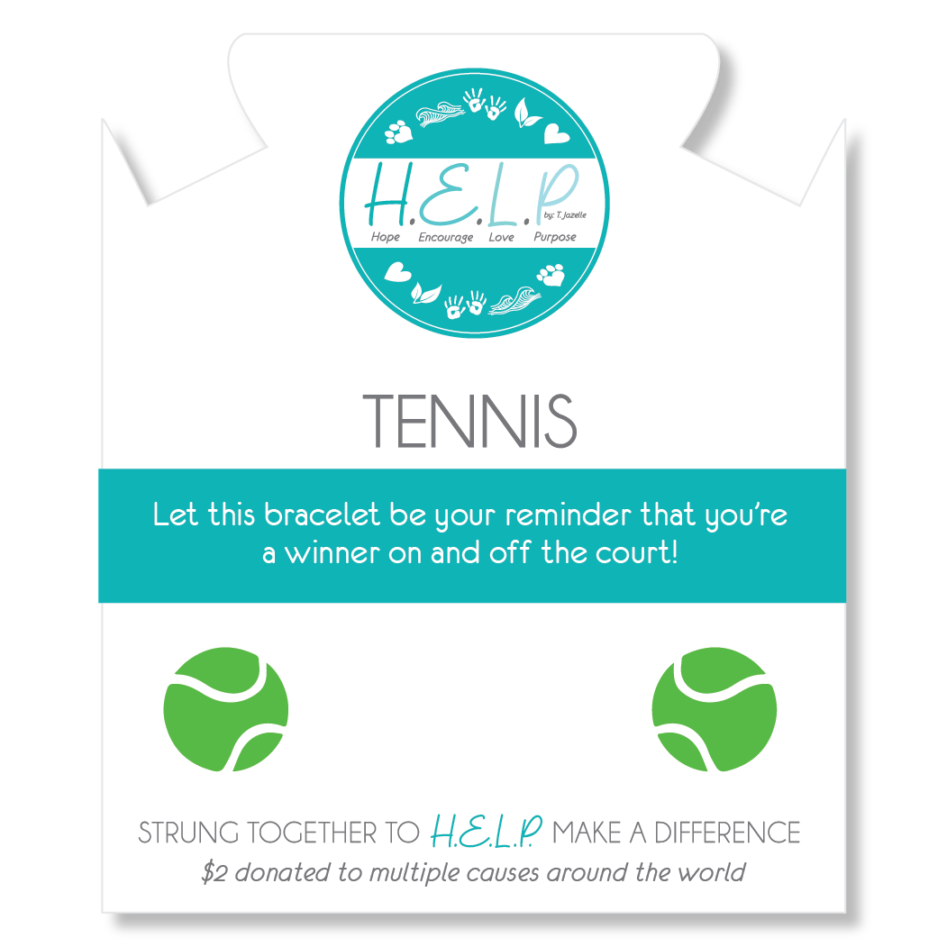 HELP by TJ Tennis Ball Charm with Baby Blue Quartz Charity Bracelet
