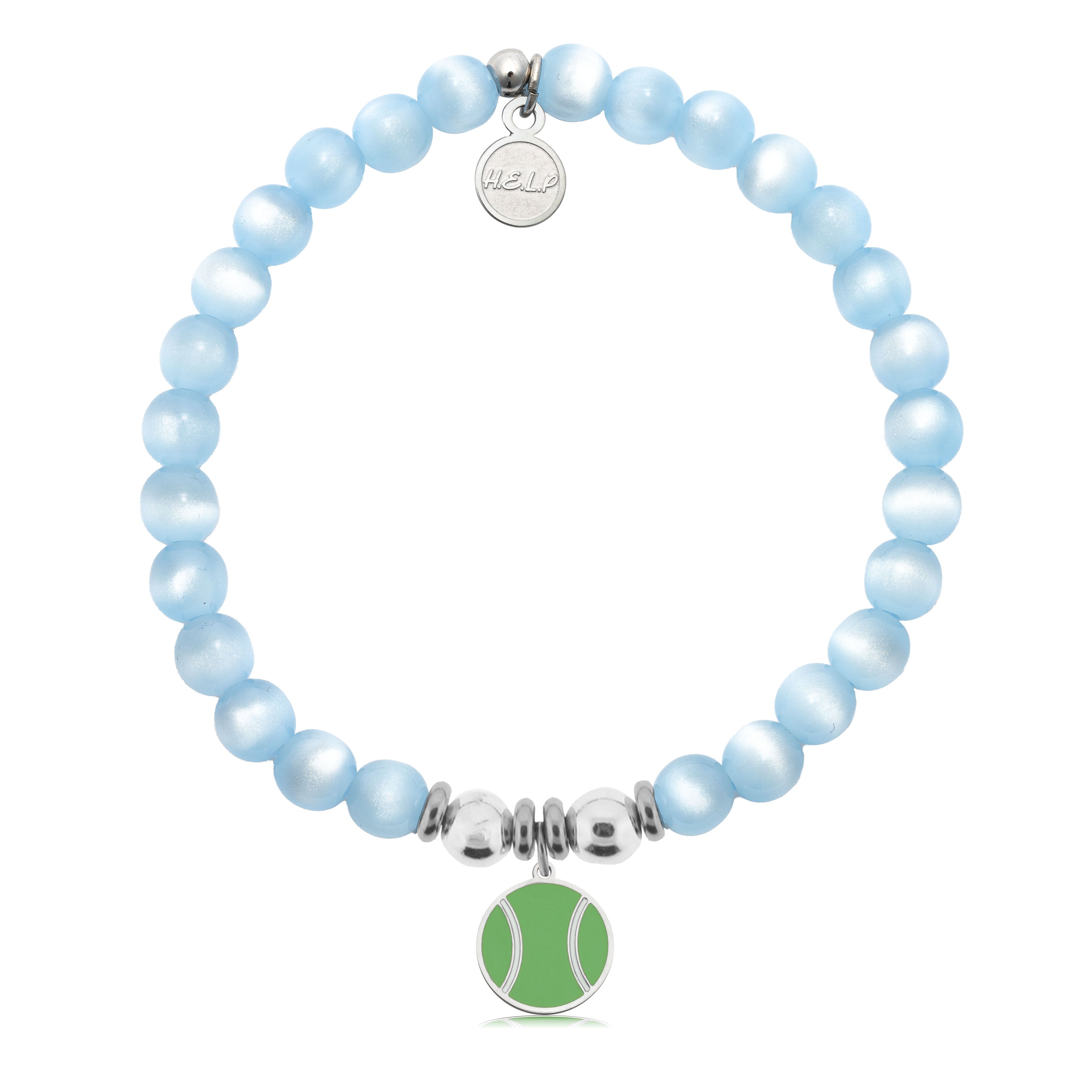 HELP by TJ Tennis Ball Charm with Blue Selenite Charity Bracelet