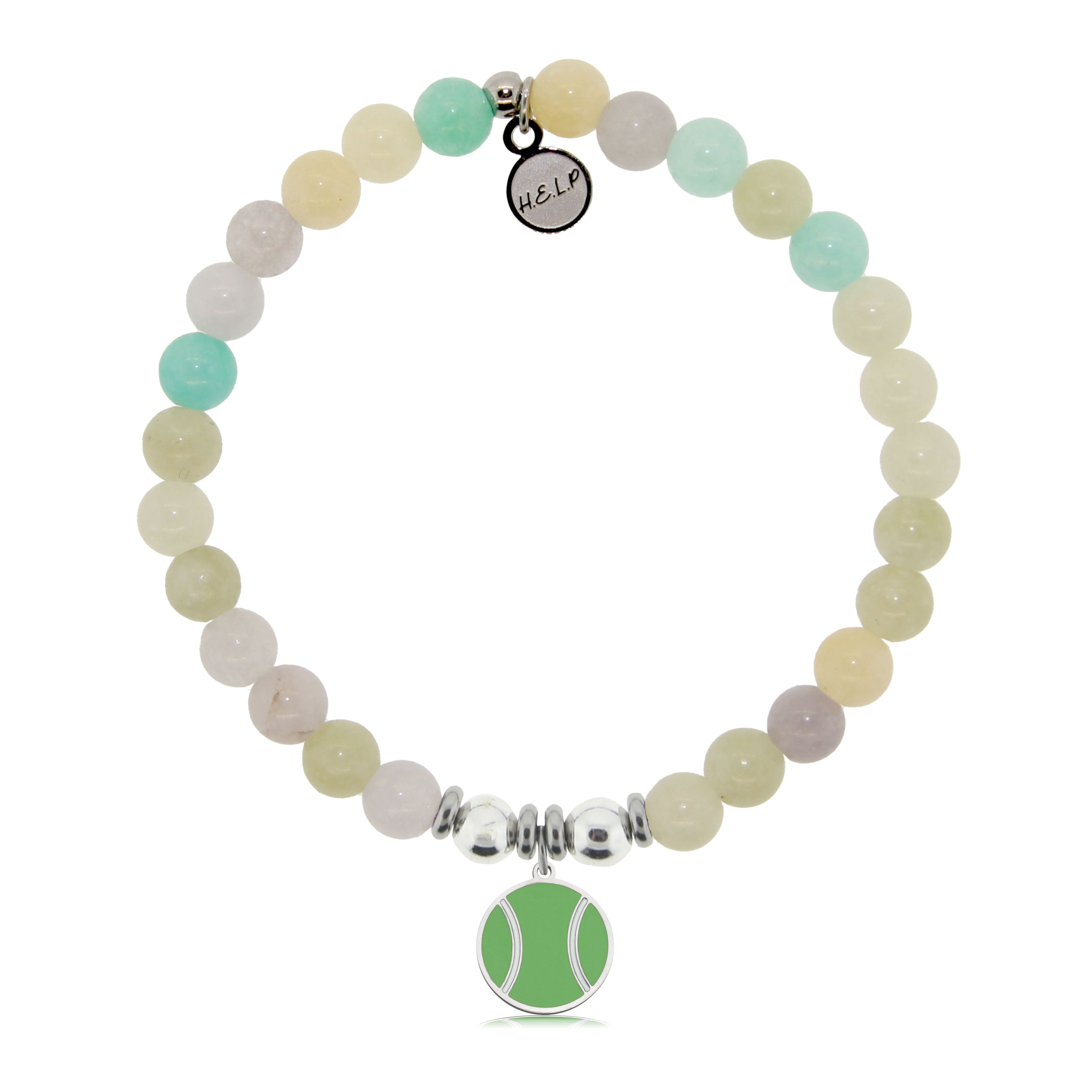 HELP by TJ Tennis Ball Charm with Green Yellow Jade Charity Bracelet