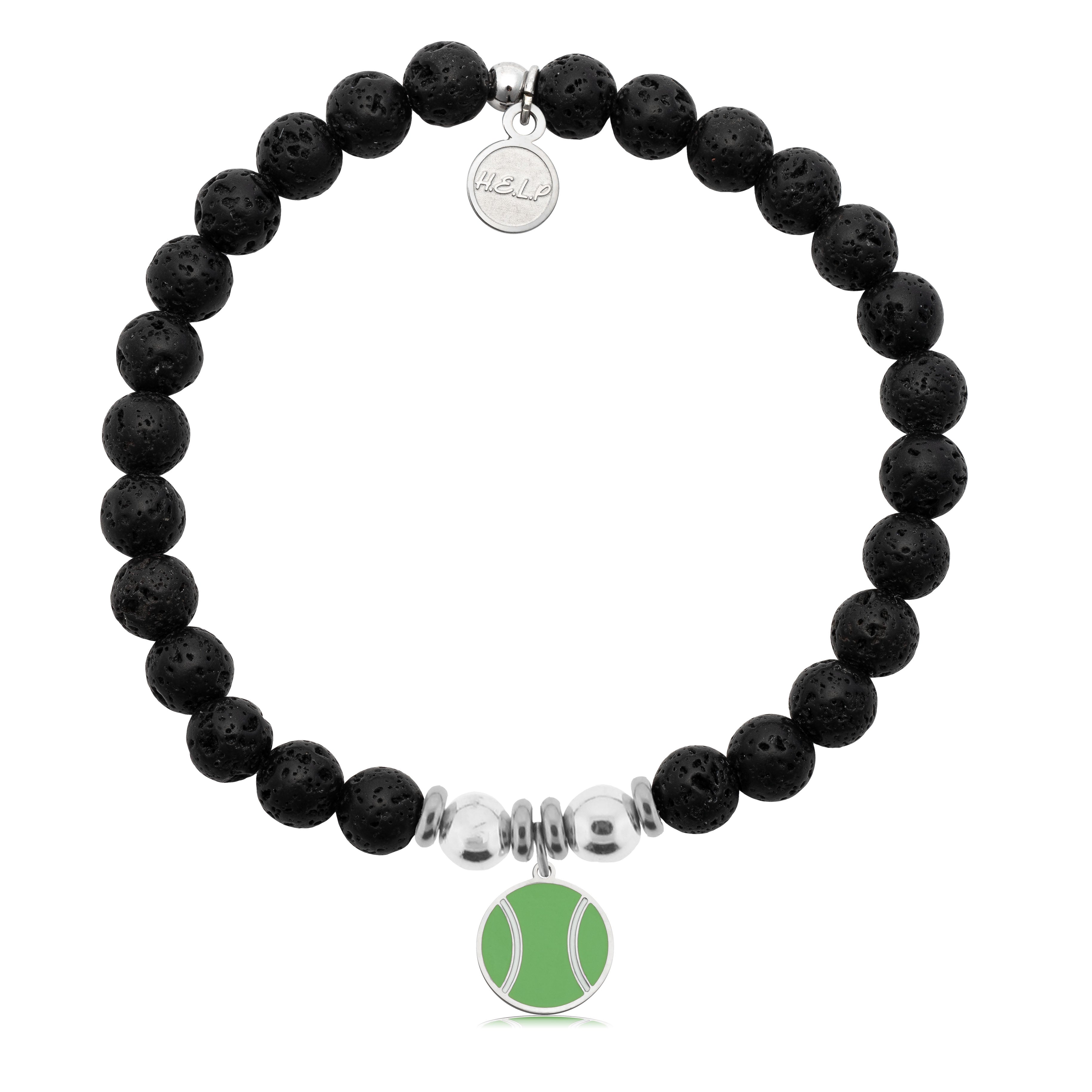 HELP by TJ Tennis Ball Charm with Lava Rock Charity Bracelet
