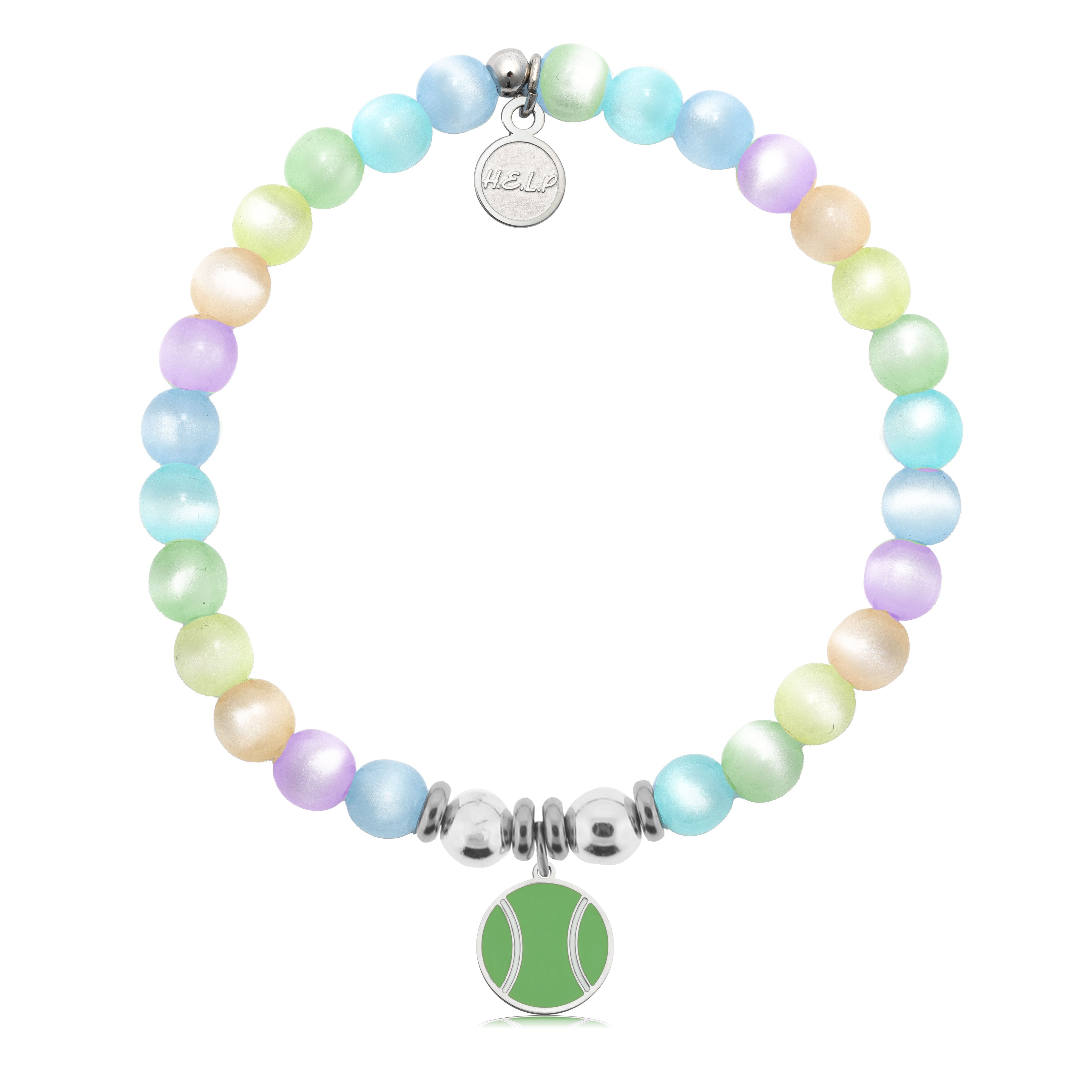 HELP by TJ Tennis Ball Charm with Multi Selenite Charity Bracelet