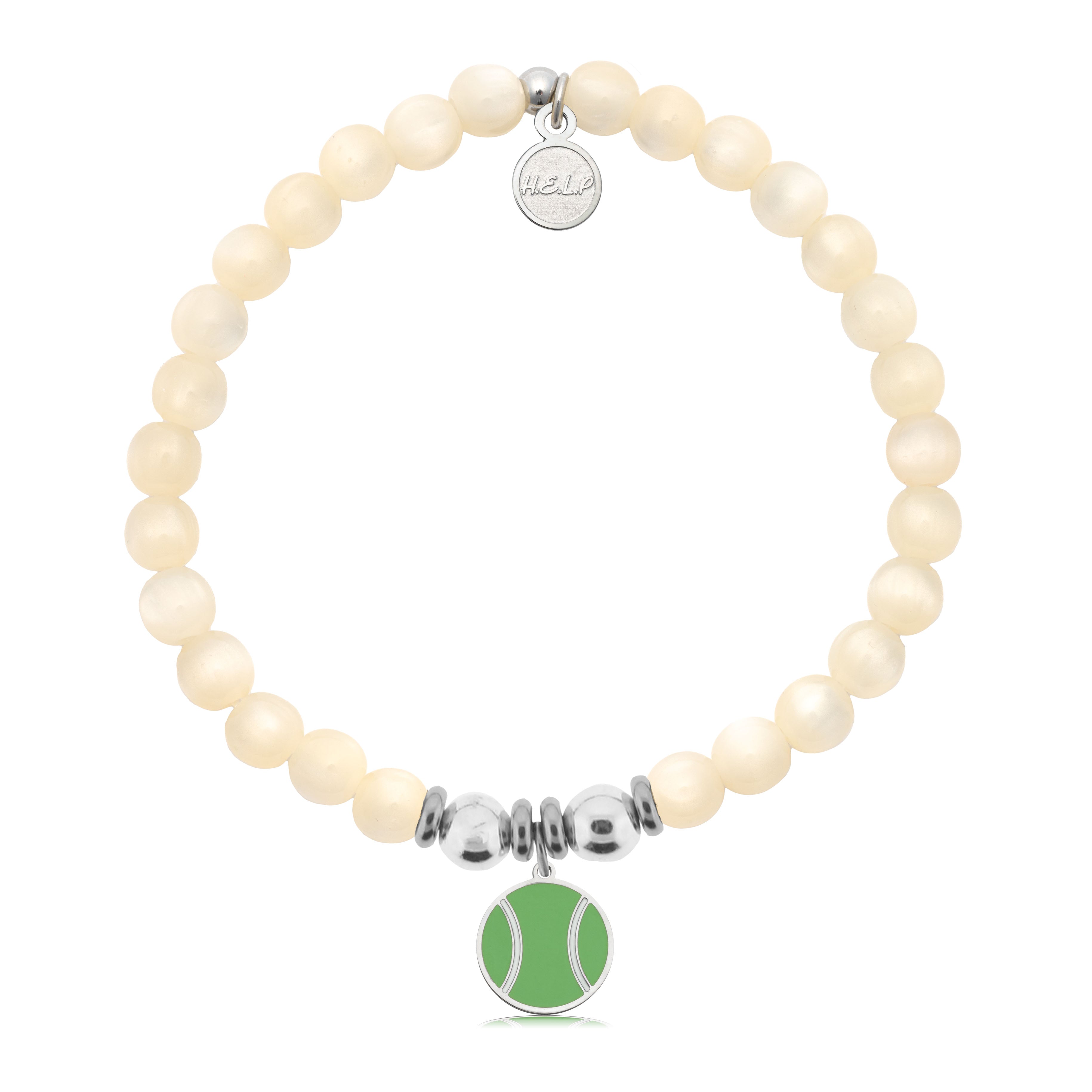 HELP by TJ Tennis Ball Charm with Natural Selenite Charity Bracelet