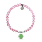 HELP by TJ Tennis Ball Charm with Pink Cats Eye Charity Bracelet