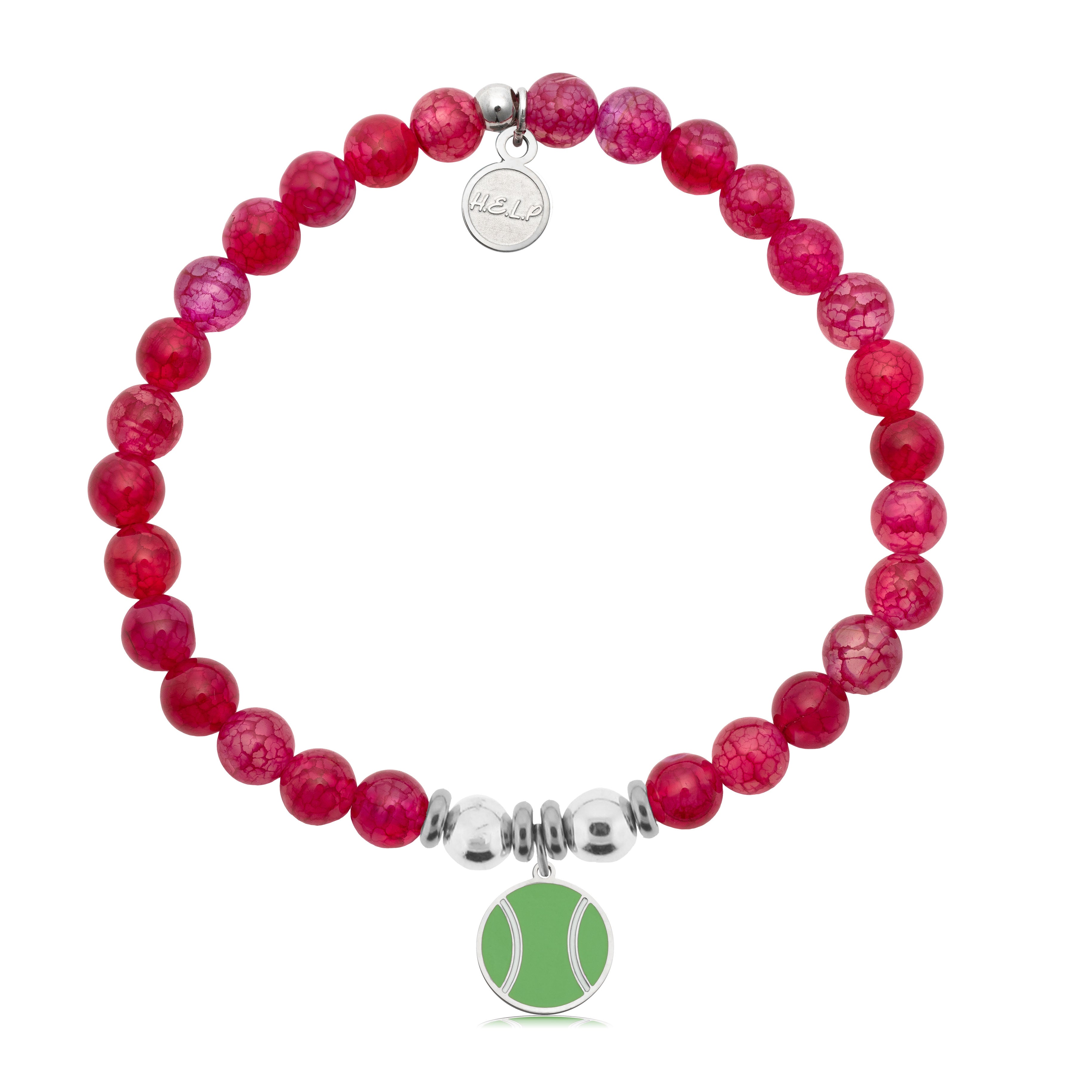 HELP by TJ Tennis Ball Charm with Red Fire Agate Charity Bracelet