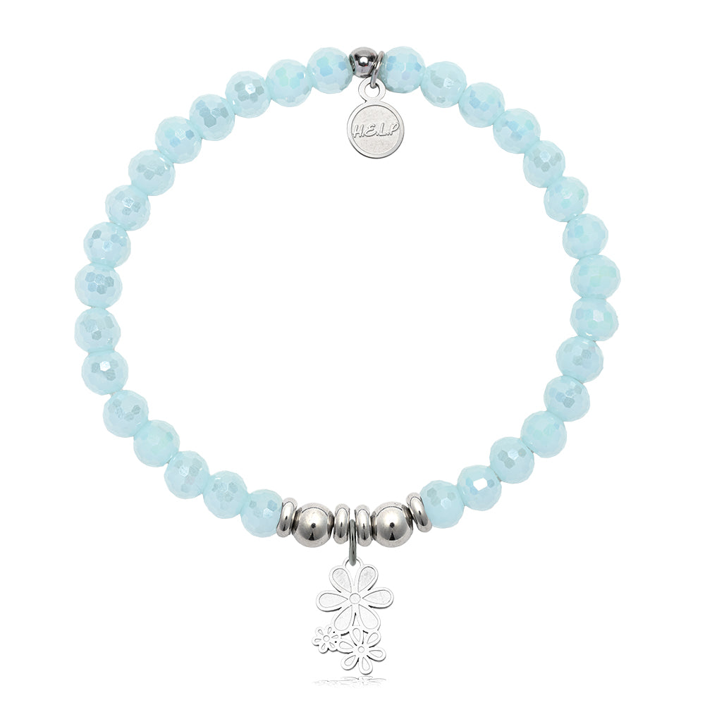 HELP by TJ Thank You Charm with Aqua Crystal Charity Bracelet