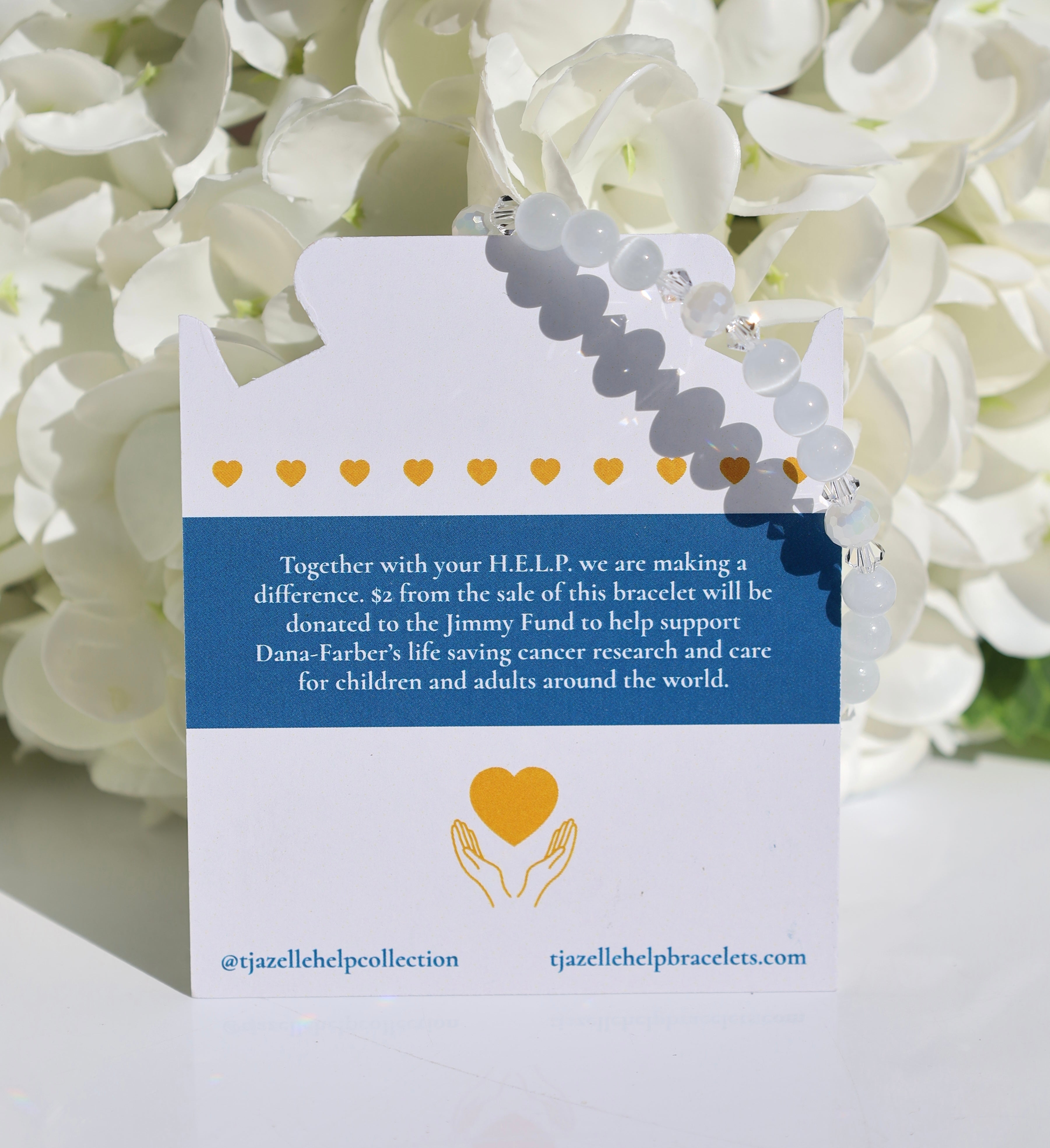 HELP by TJ The Giving Bracelet: White Cats Eye Charity Stacker