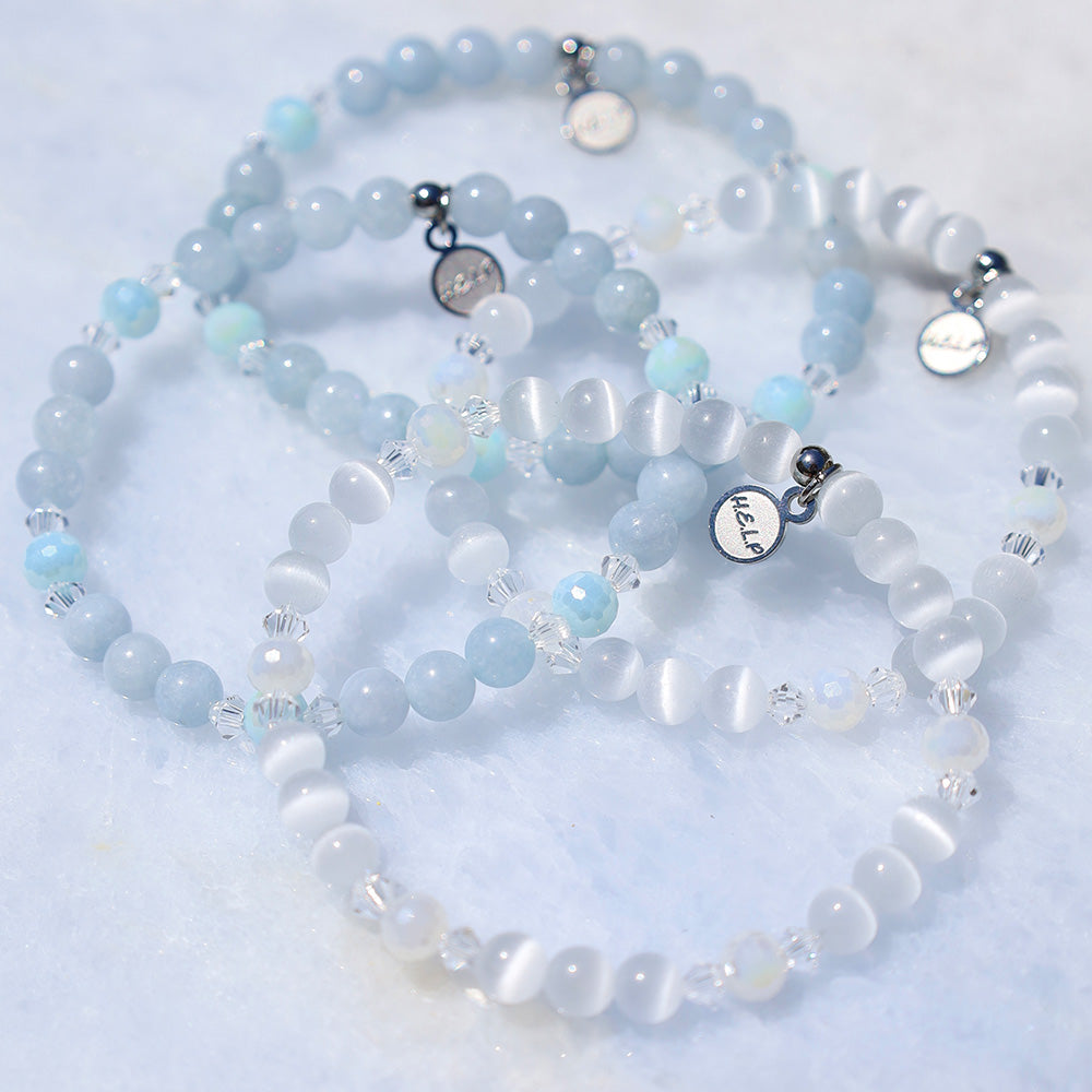 HELP by TJ The Giving Bracelet: White Cats Eye Stacker