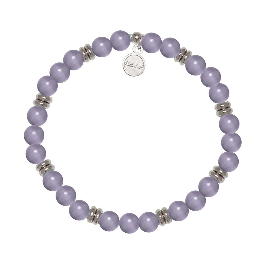 HELP by TJ The Jimmy Fund Charity Bracelet: Silver with Purple Cats Eye Charity Soul Stacker
