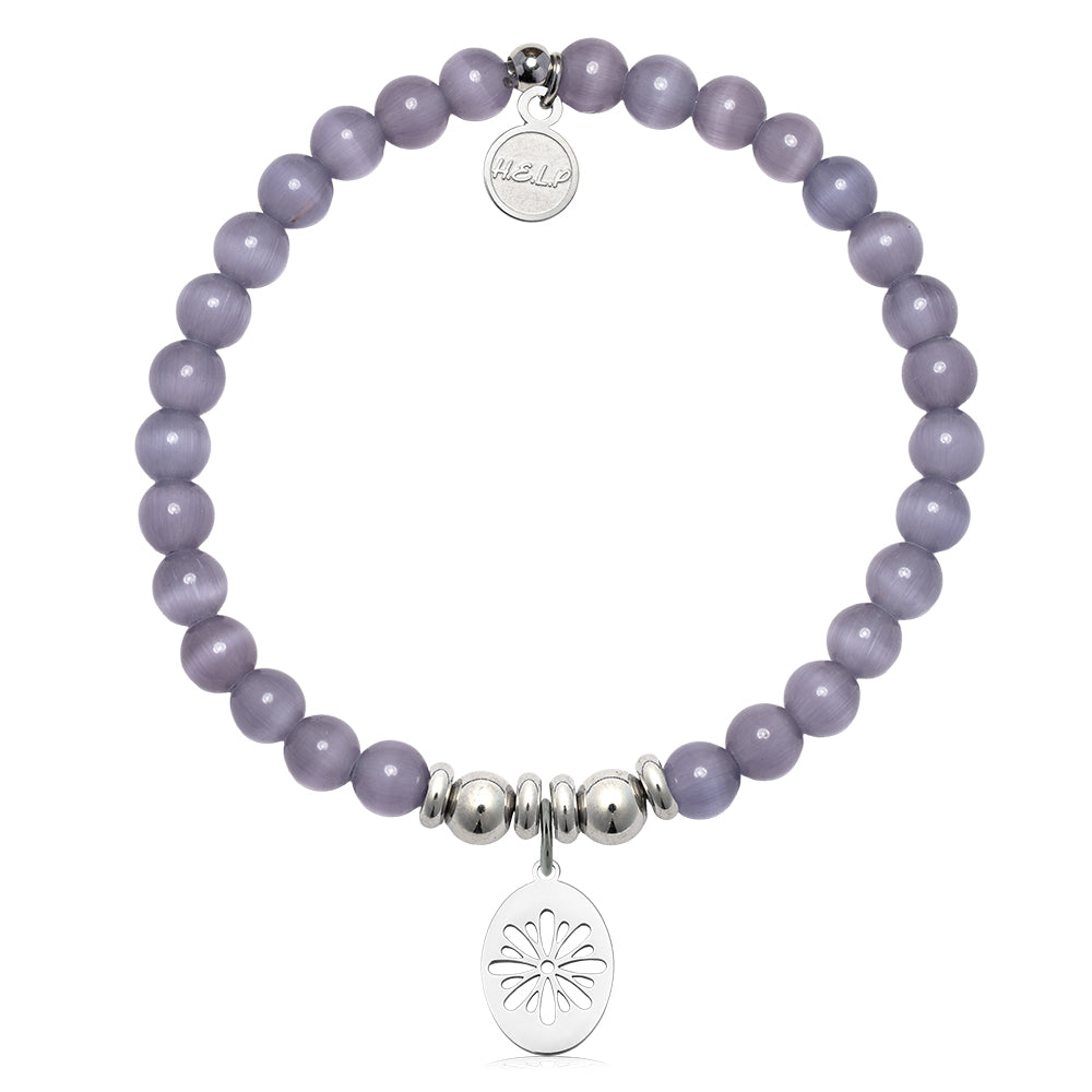 HELP by TJ Thinking of You Charm with Purple Cats Eye Charity Bracelet