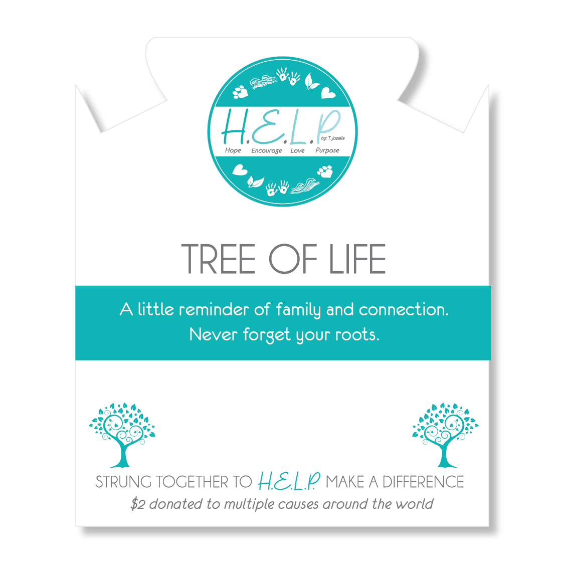 HELP by TJ Tree of Life Charm with Aqua Cats Eye Charity Bracelet