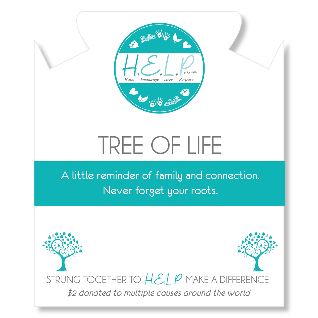 HELP by TJ Tree of Life Charm with Blue Zebra Jade Charity Bracelet