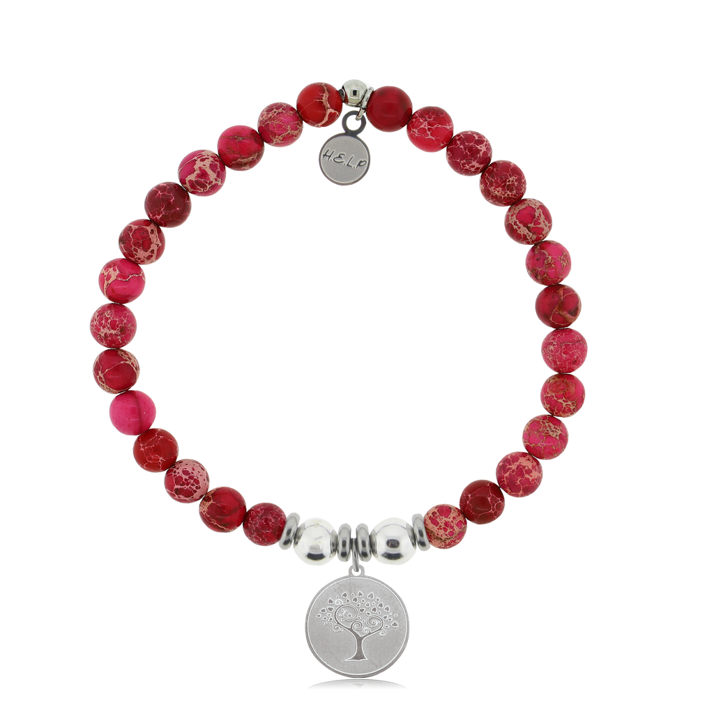 HELP by TJ Tree of Life Charm with Cranberry Jasper Charity Bracelet