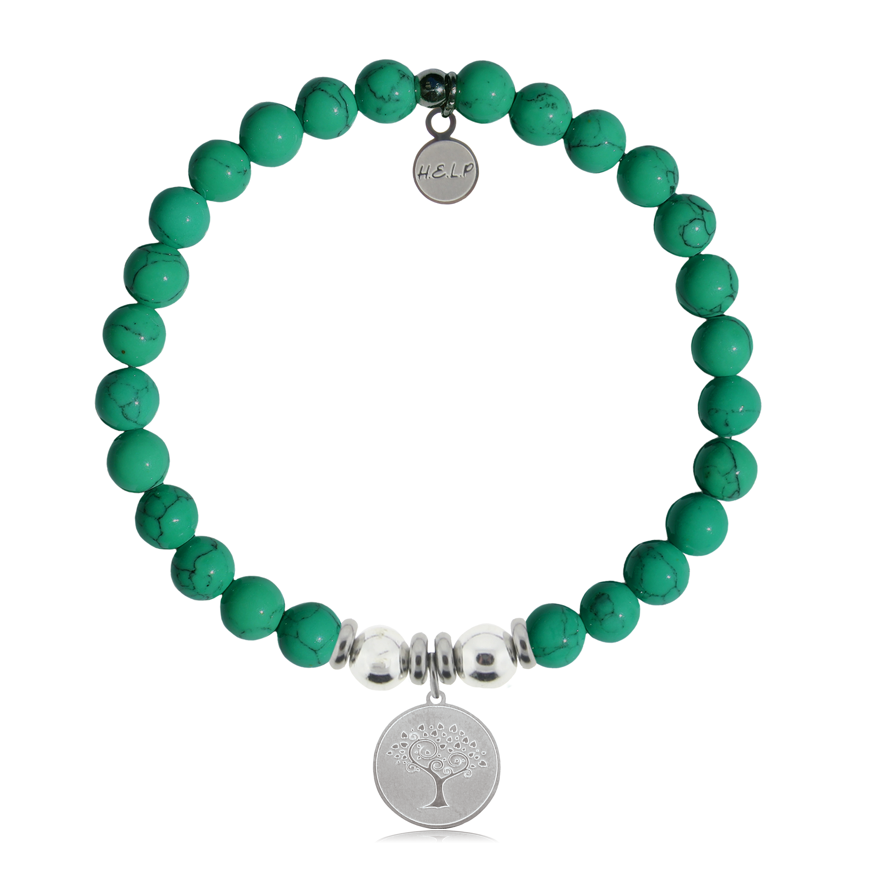 HELP by TJ Tree of Life Charm with Green Howlite Charity Bracelet