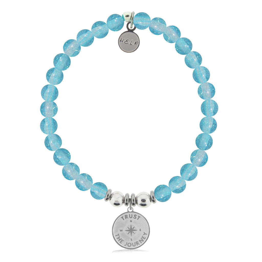 HELP by TJ Trust the Journey Charm with Blue Glass Shimmer Charity Bracelet