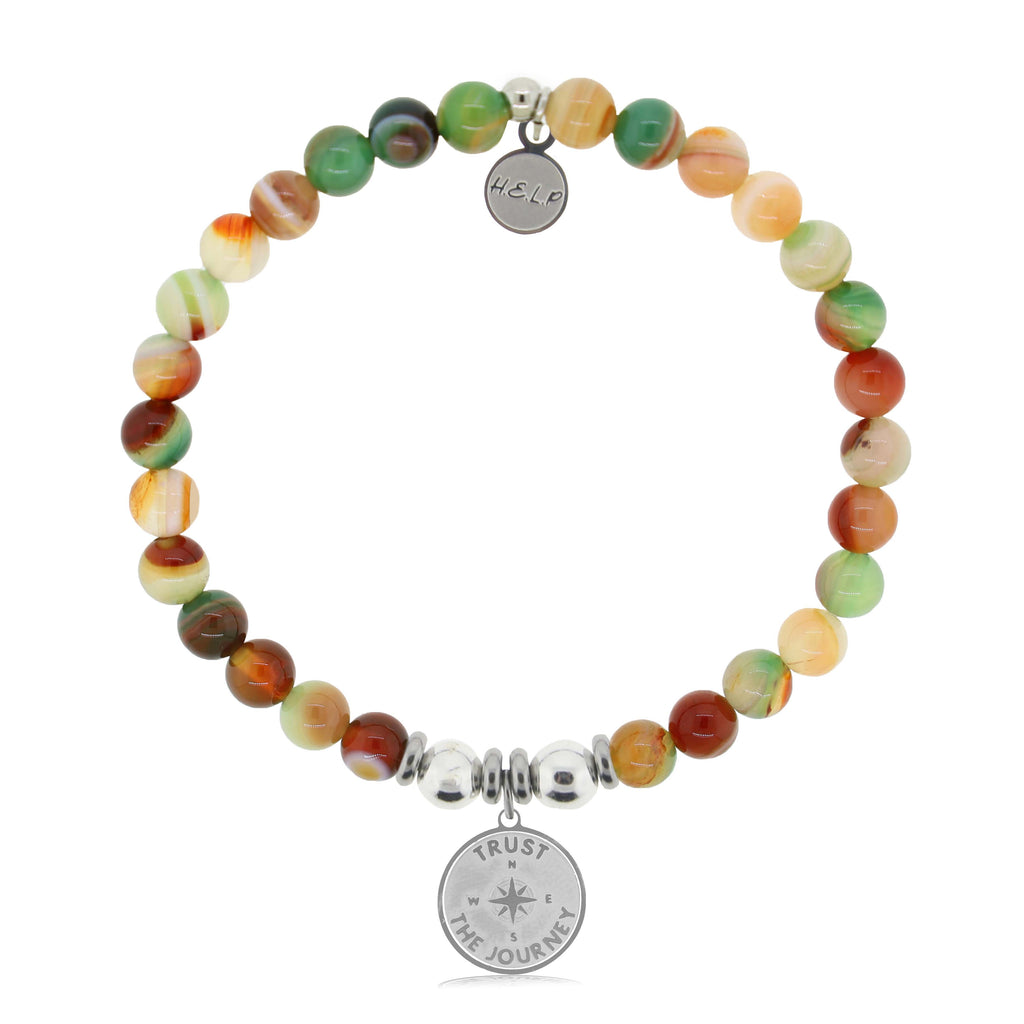 HELP by TJ Trust the Journey Charm with Multi Agate Charity Bracelet
