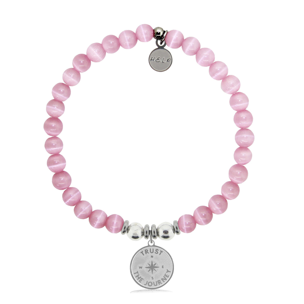 HELP by TJ Trust the Journey Charm with Pink Cats Eye Charity Bracelet