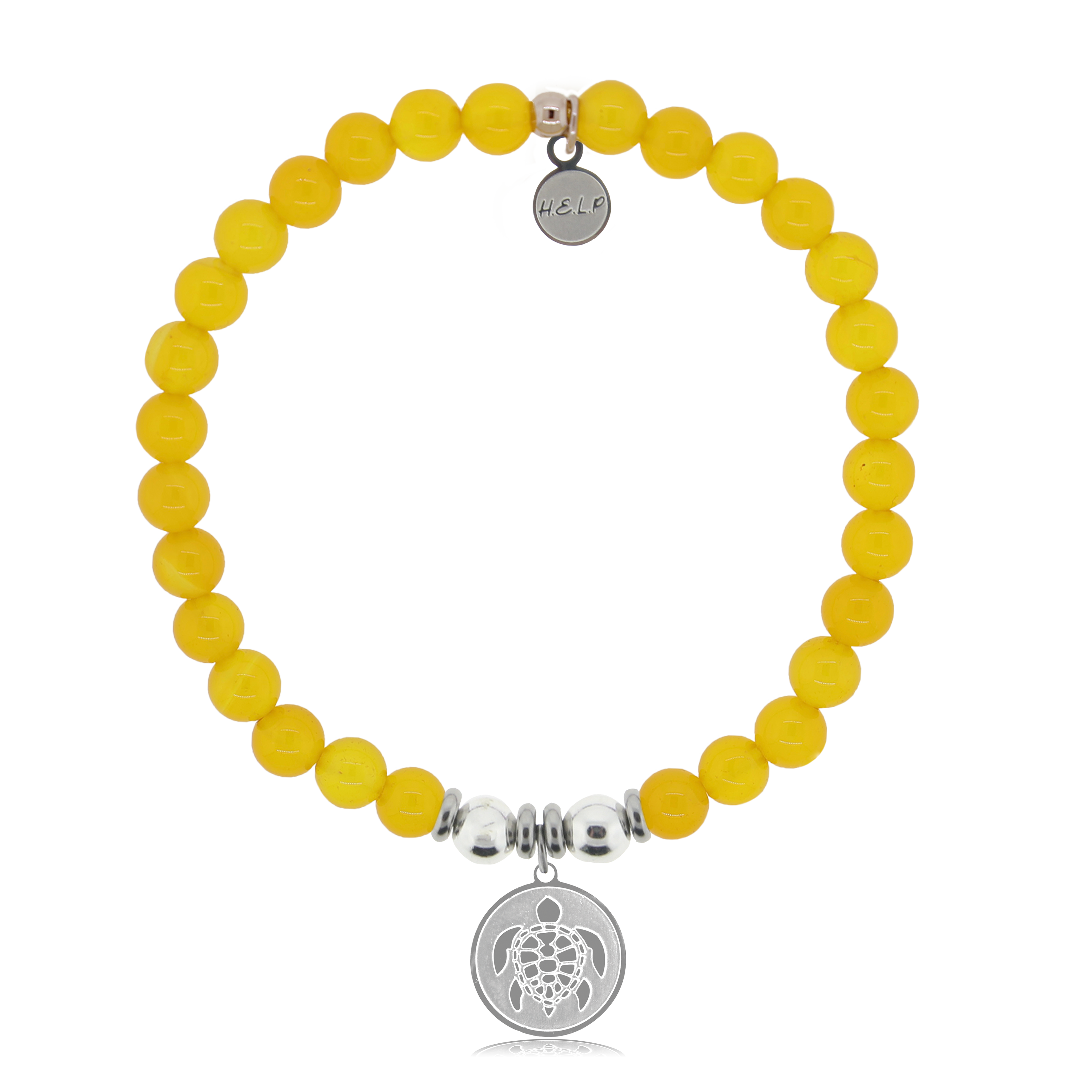 HELP by TJ Turtle Charm with Yellow Agate Charity Bracelet