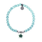 HELP by TJ Turtle Enamel Charm with Aqua Cats Eye Charity Bracelet