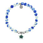 HELP by TJ Turtle Enamel Charm with Blue and White Jade Charity Bracelet