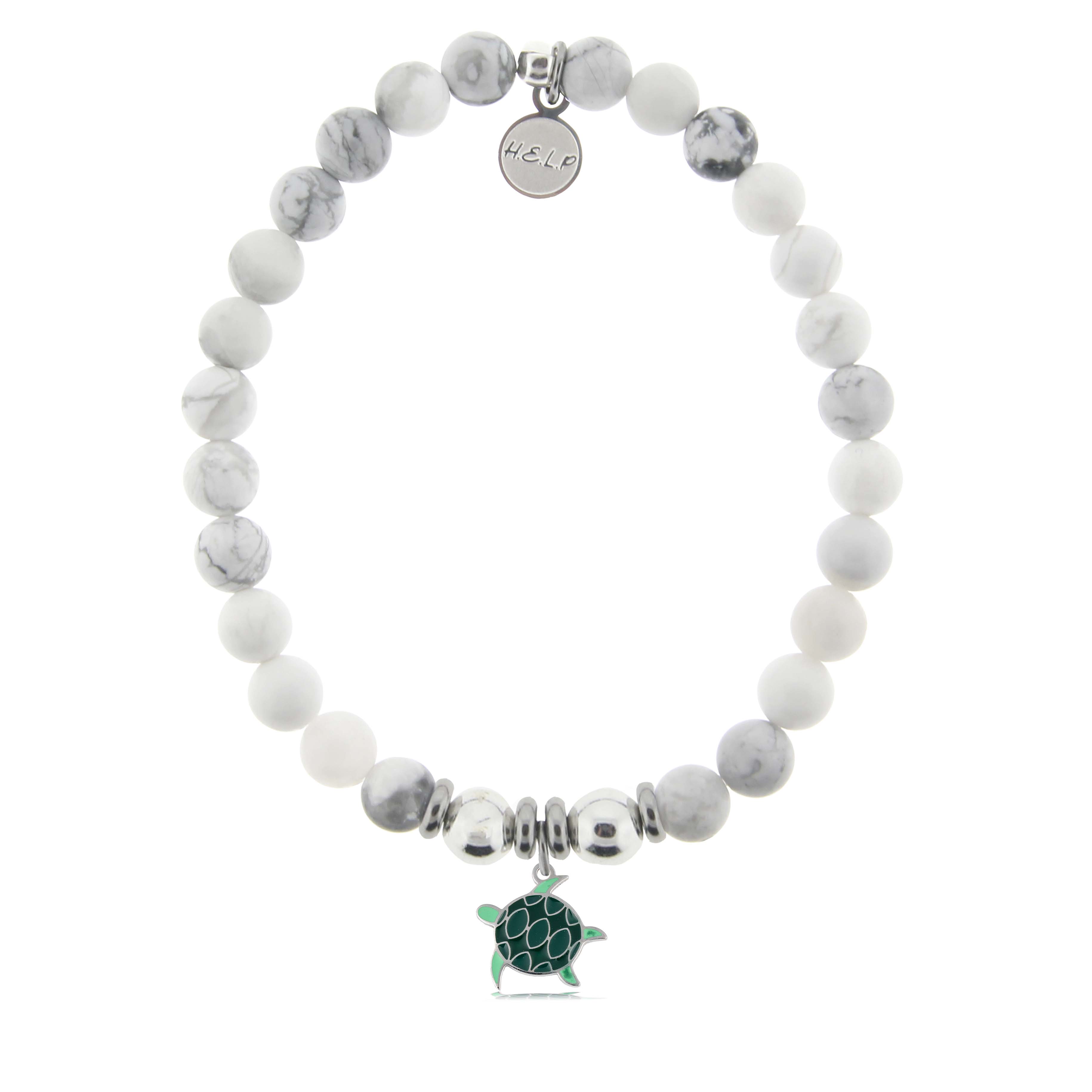 HELP by TJ Turtle Enamel Charm with Howlite Charity Bracelet